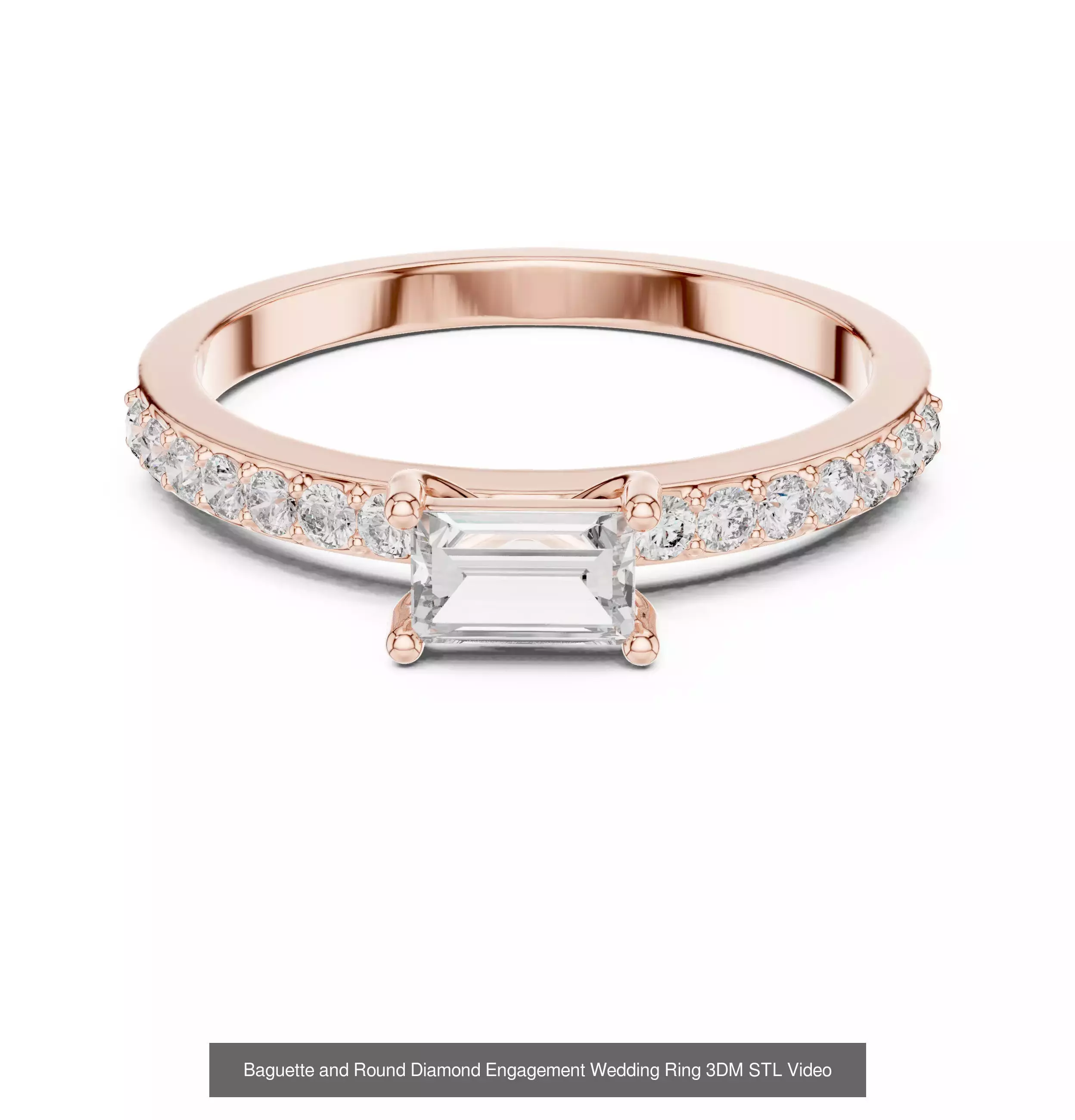 39 East West Diamond Ring 3DM STL OBJ FBX 3 Color Render Video 3D Model Collection_7