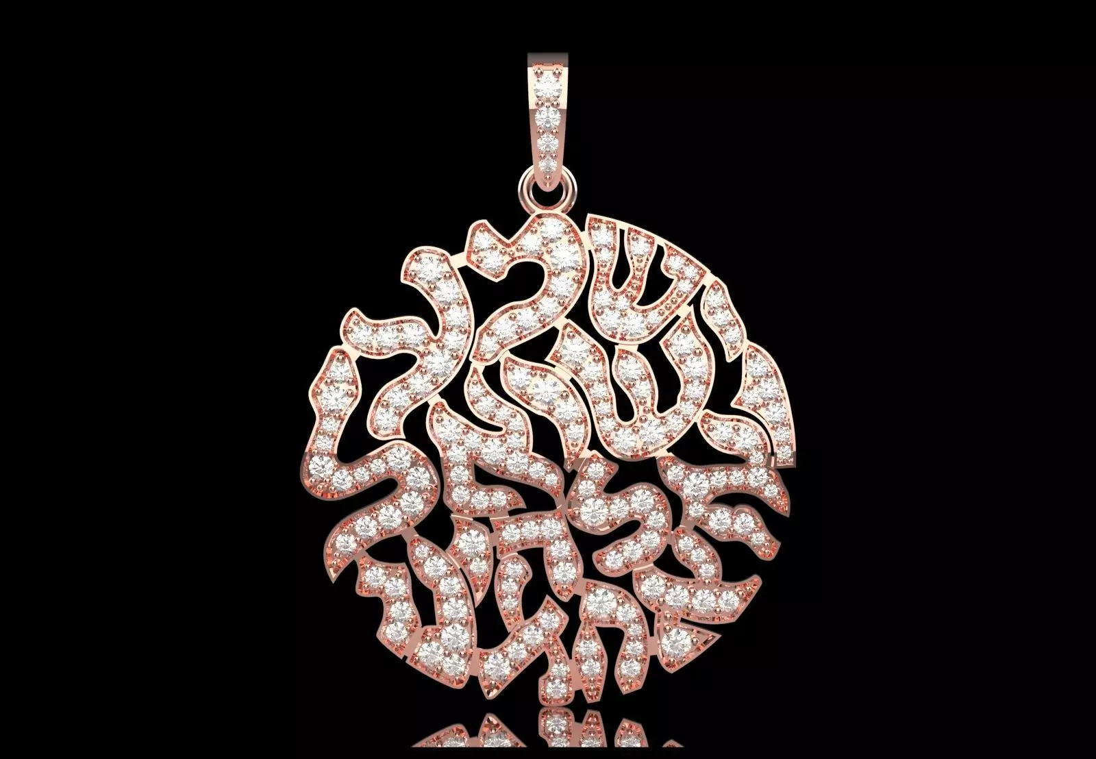 Pendant Brilliant Abstract Design of Diamonds Rose Gold jr0227 3D print model