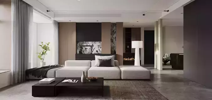 Modern living room dining room interior scenes 