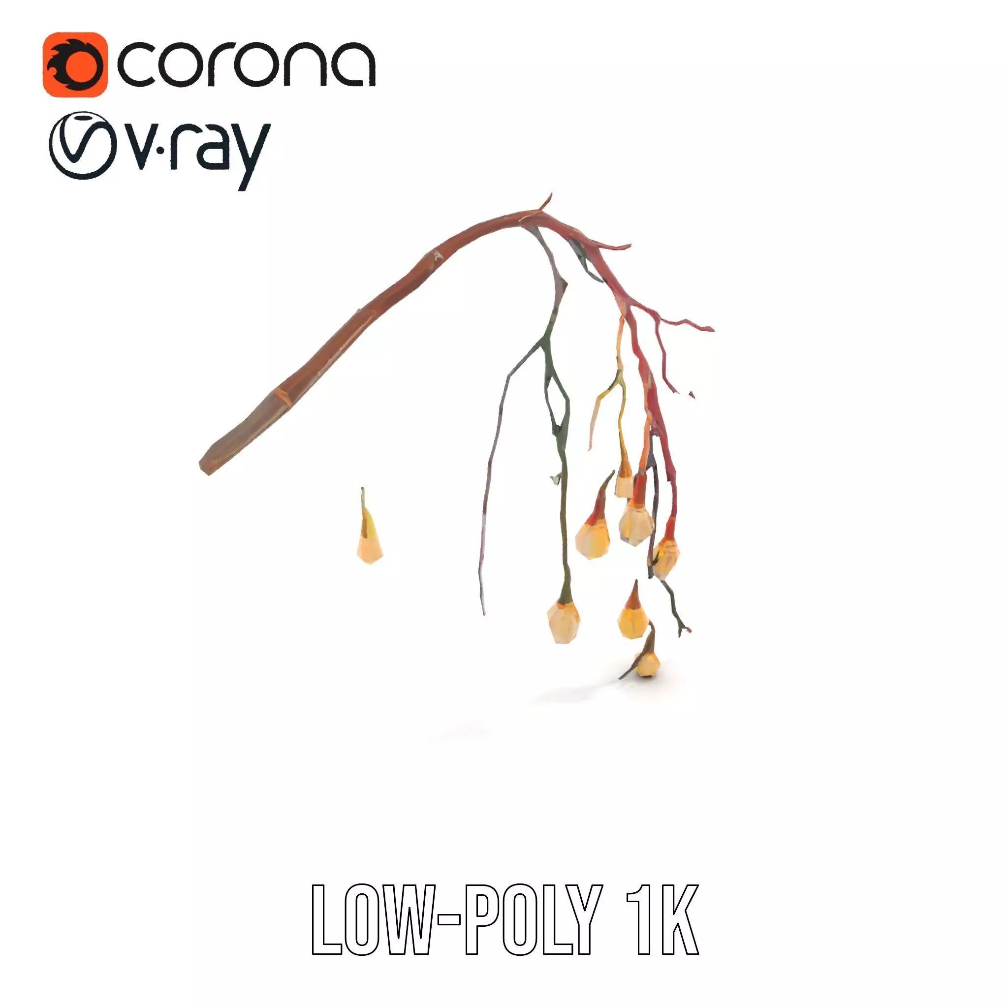 Rustic Branch Lighting model pack Low-poly 3D model_12