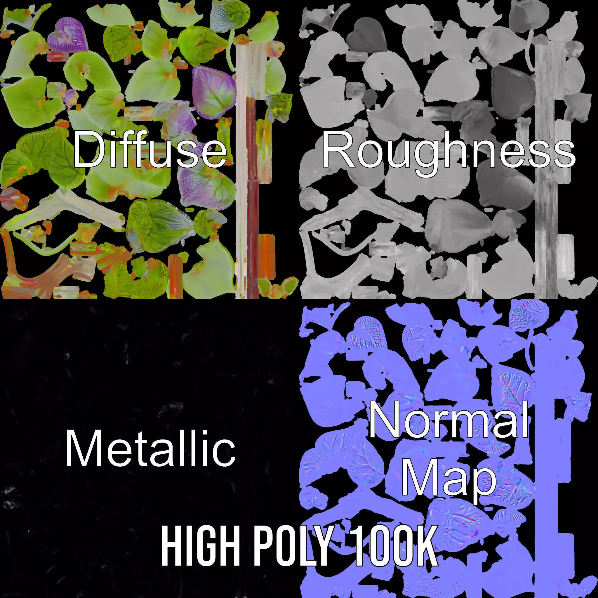 Lush Vine Foliage model pack Low-poly 3D model_3