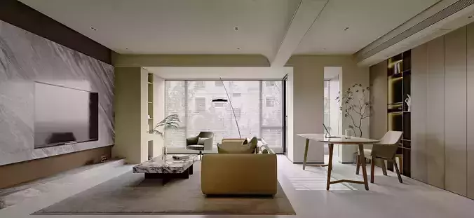 Modern living room dining room interior scenes 