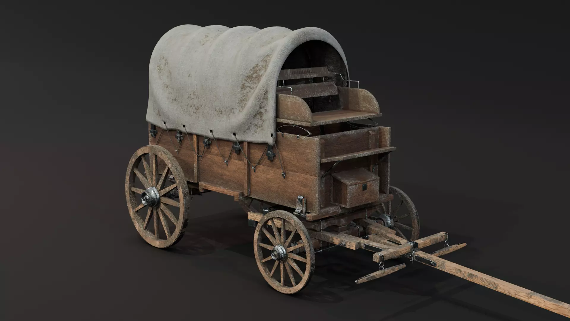 Old Wagon Low-poly 3D model