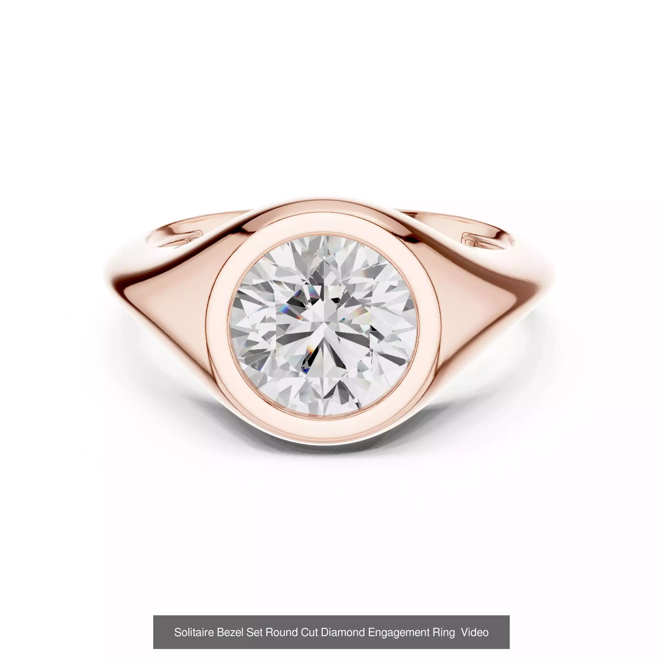 43 Bezel Set Wedding Ring 3DM STL OBJ FBX 3 Color Render Video 3D Model Collection_47