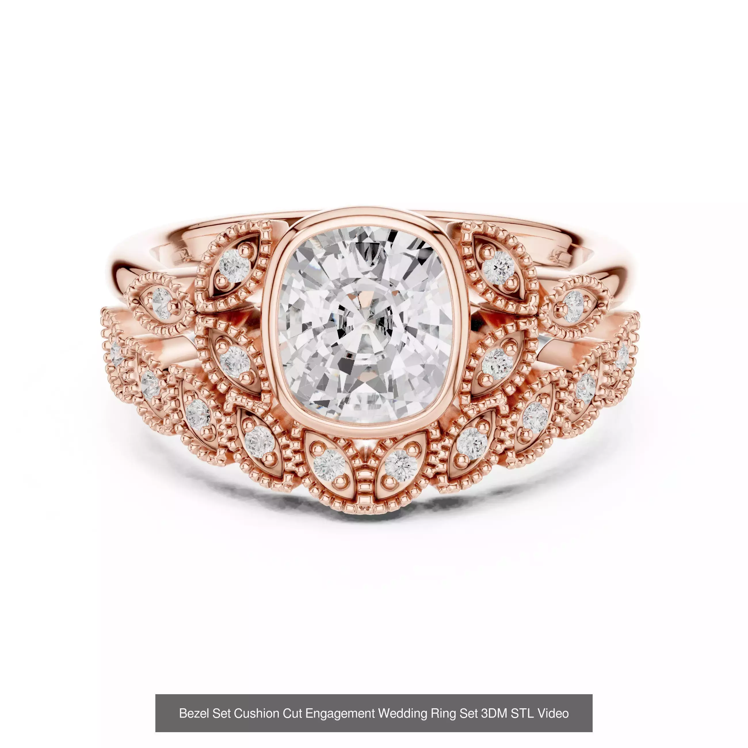 43 Bezel Set Wedding Ring 3DM STL OBJ FBX 3 Color Render Video 3D Model Collection_19