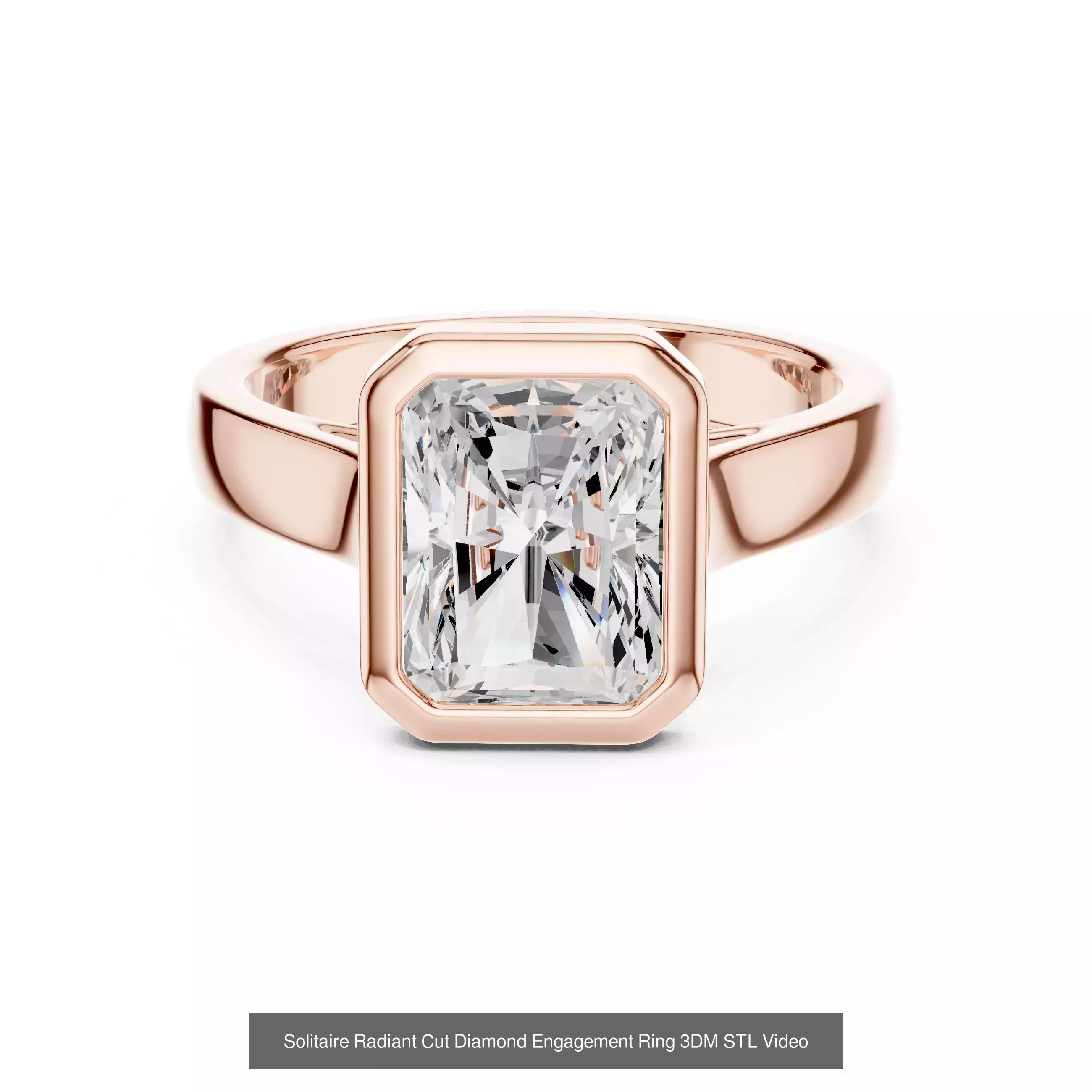 43 Bezel Set Wedding Ring 3DM STL OBJ FBX 3 Color Render Video 3D Model Collection_42