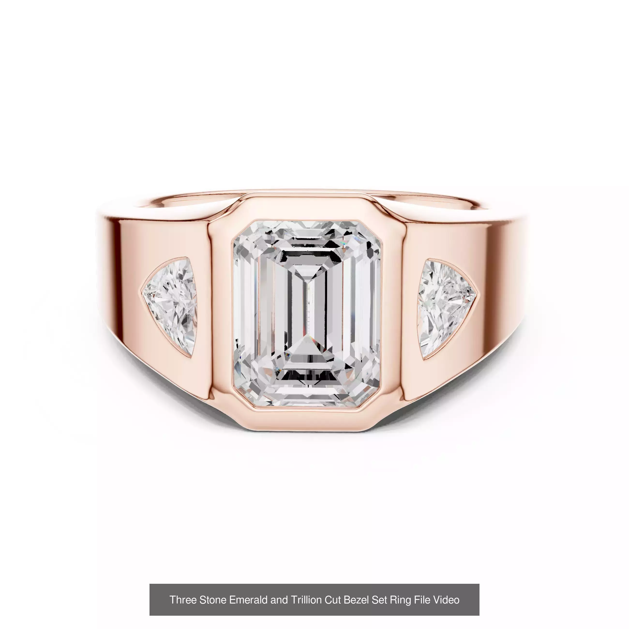 43 Bezel Set Wedding Ring 3DM STL OBJ FBX 3 Color Render Video 3D Model Collection_18