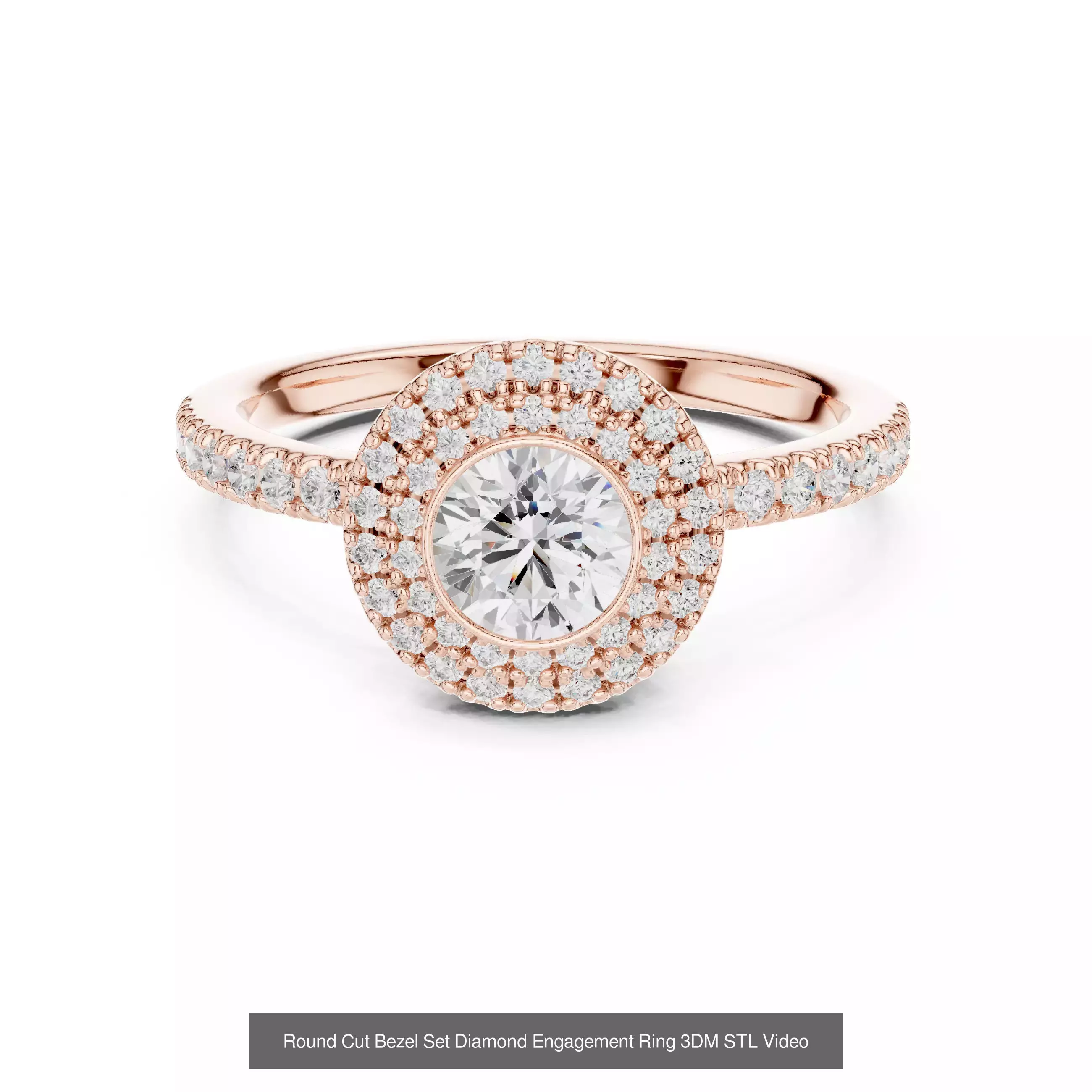 43 Bezel Set Wedding Ring 3DM STL OBJ FBX 3 Color Render Video 3D Model Collection_31