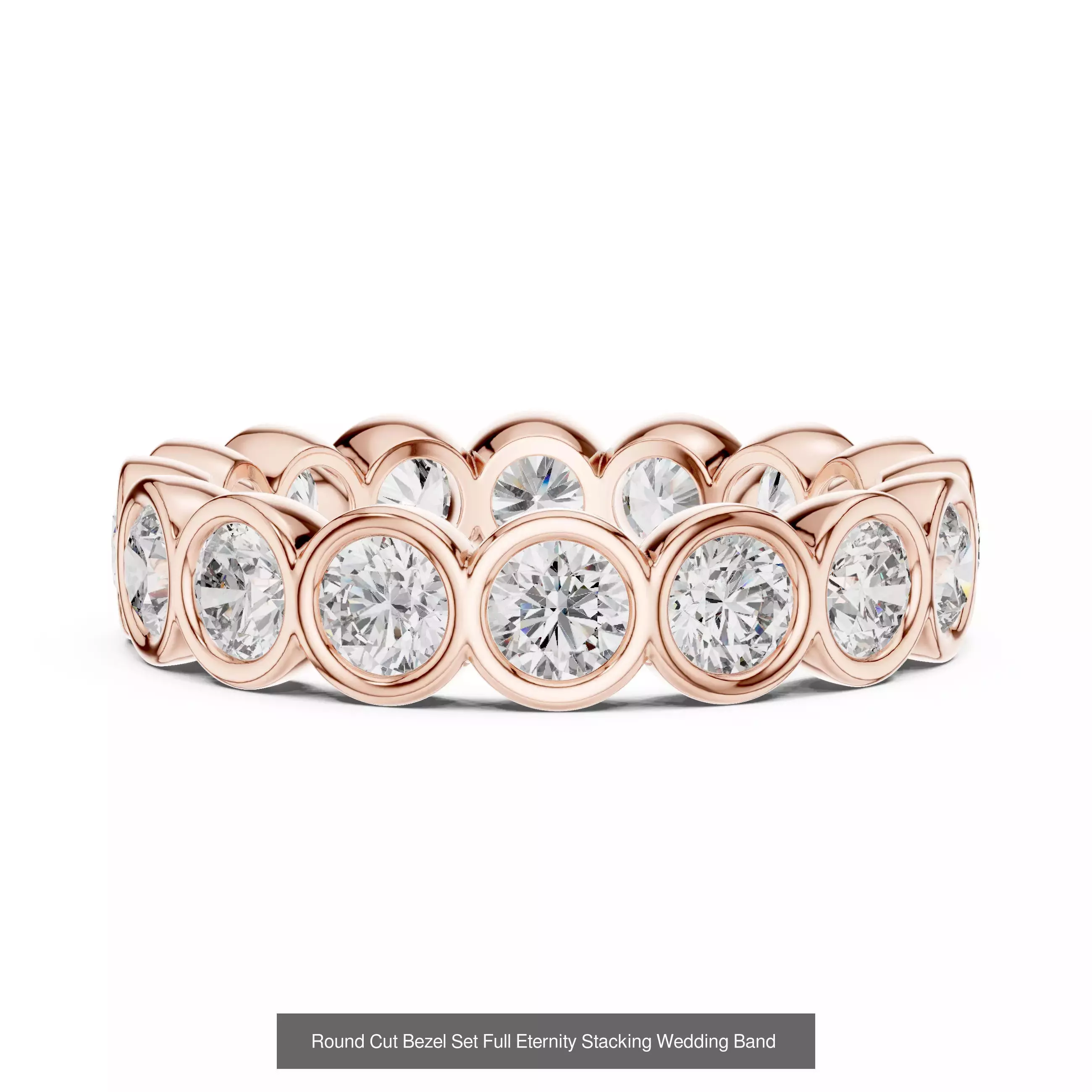 43 Bezel Set Wedding Ring 3DM STL OBJ FBX 3 Color Render Video 3D Model Collection_24