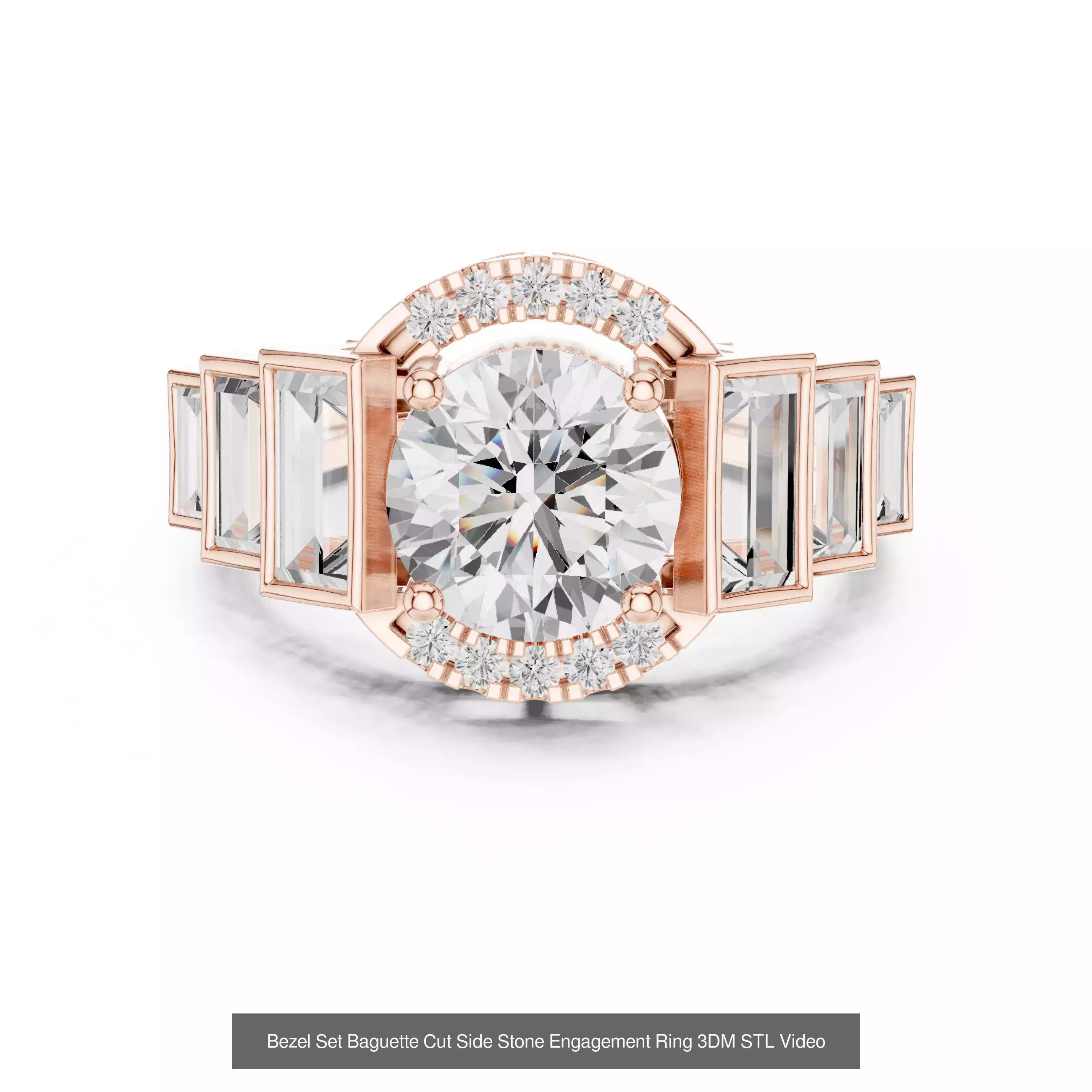 43 Bezel Set Wedding Ring 3DM STL OBJ FBX 3 Color Render Video 3D Model Collection_22