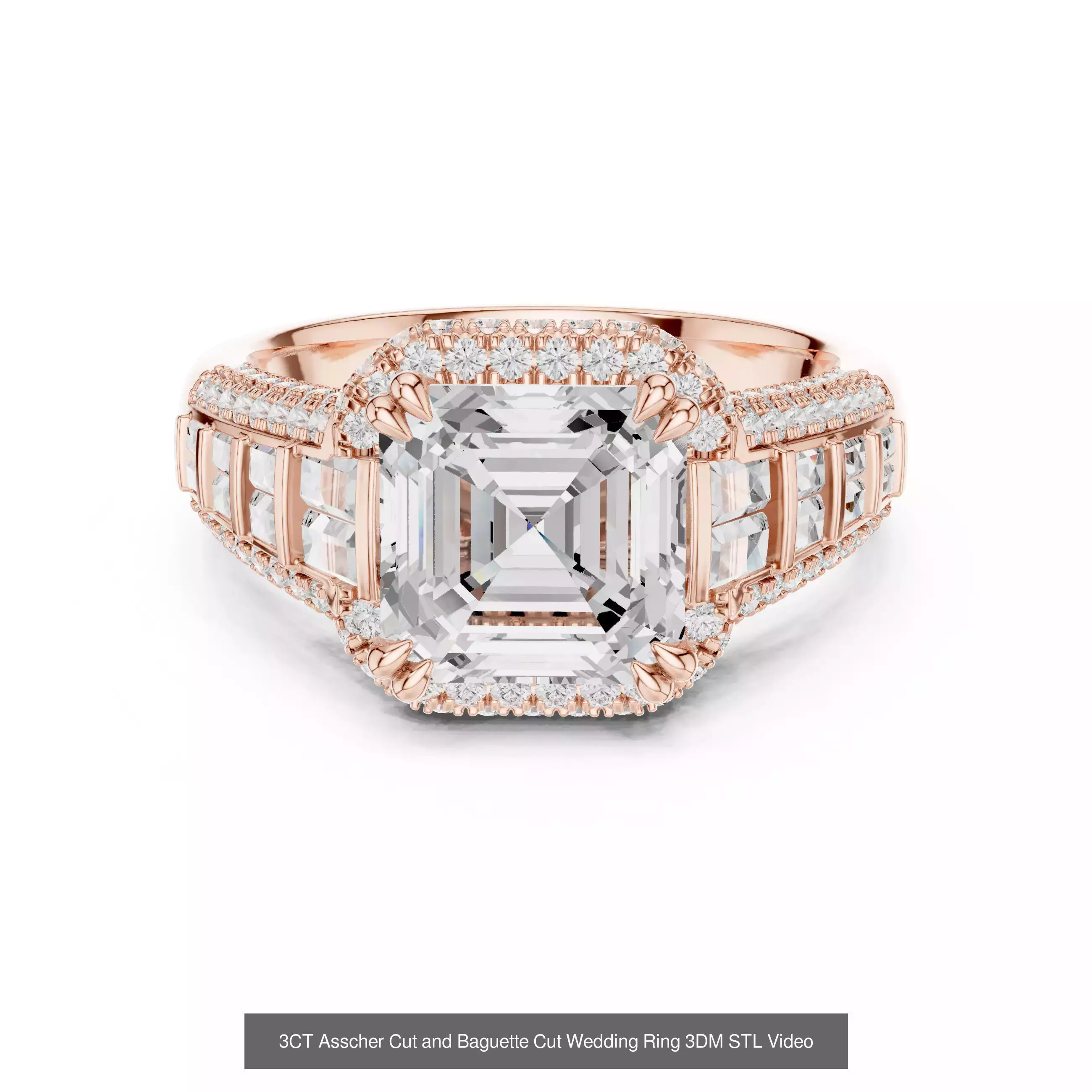 43 Bezel Set Wedding Ring 3DM STL OBJ FBX 3 Color Render Video 3D Model Collection_16