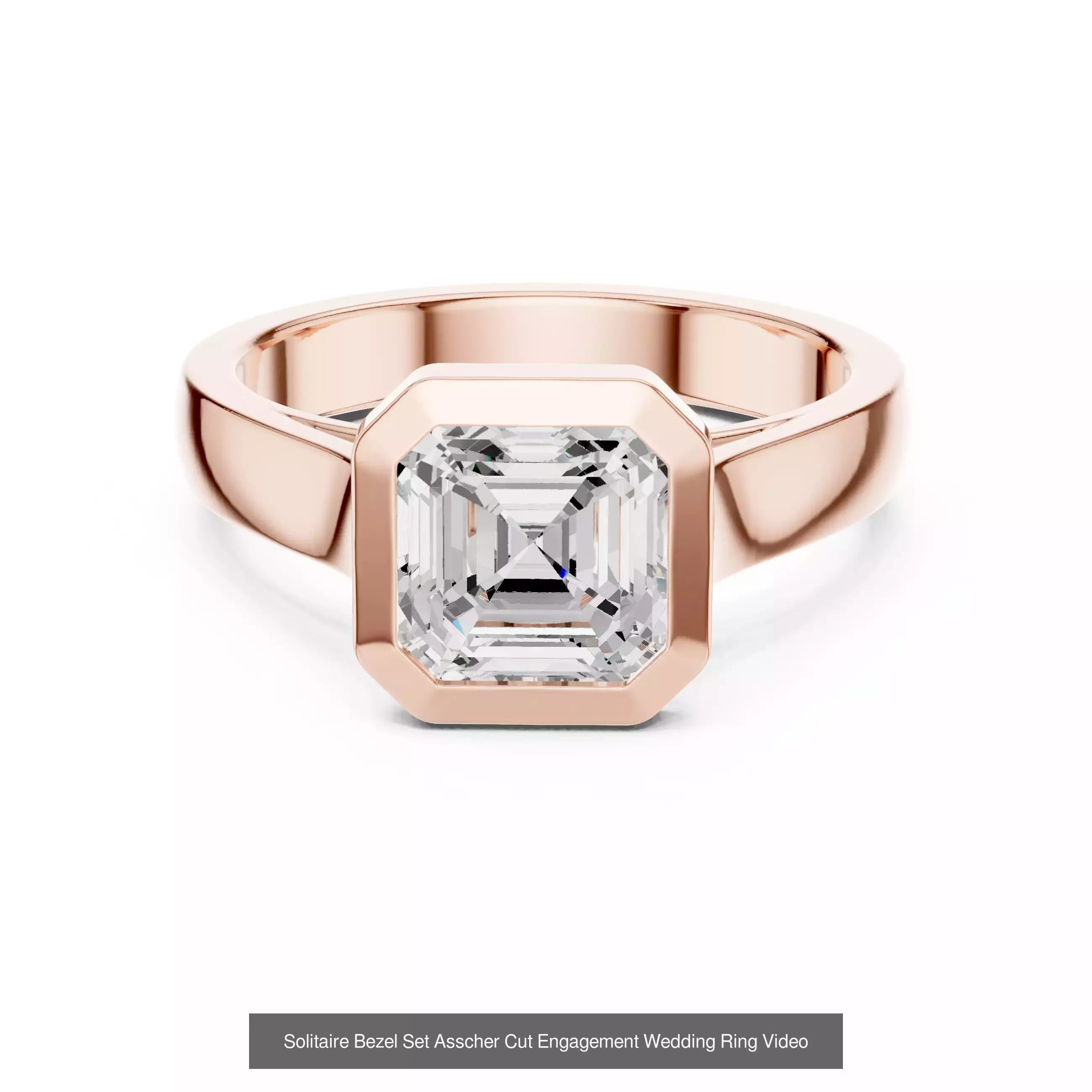 43 Bezel Set Wedding Ring 3DM STL OBJ FBX 3 Color Render Video 3D Model Collection_34