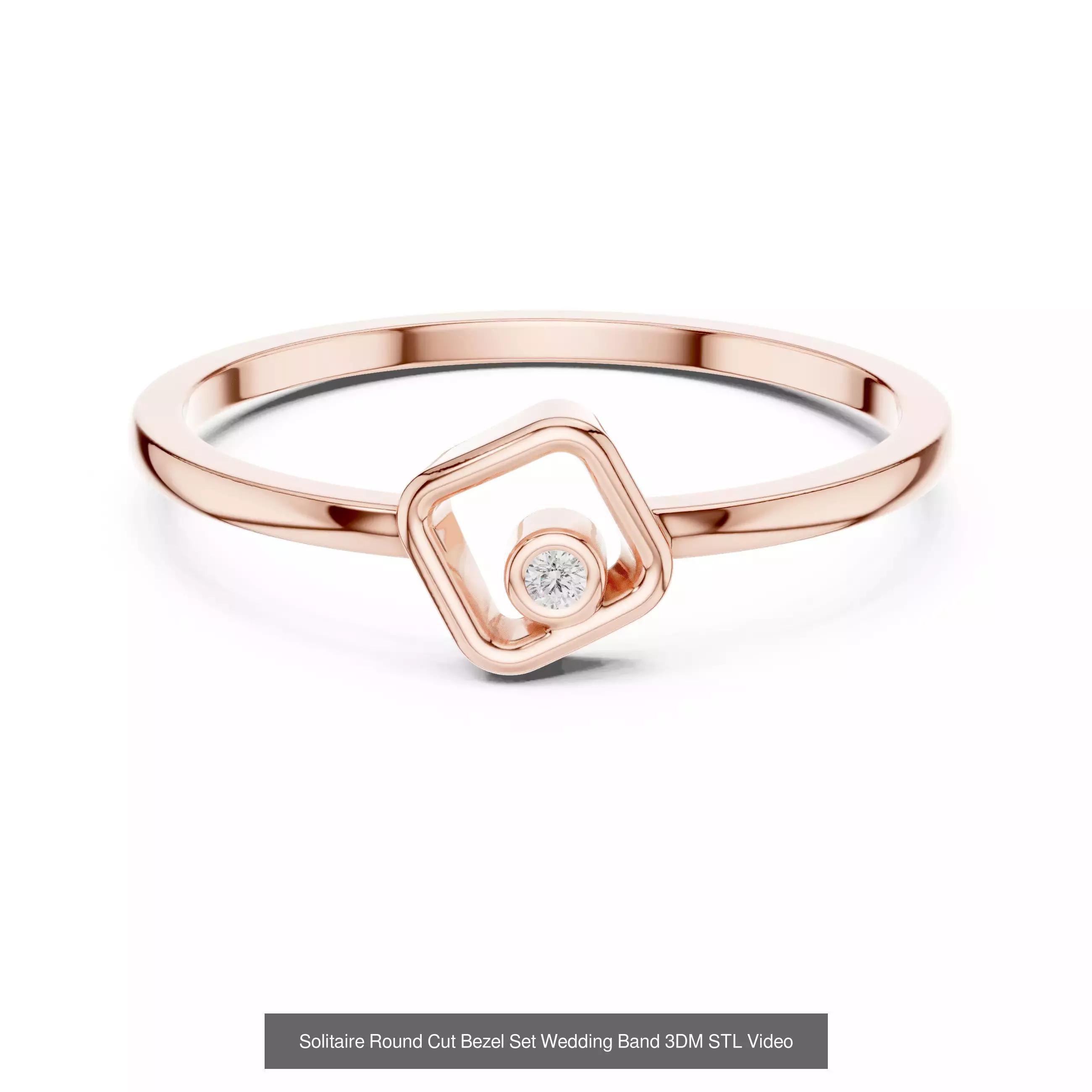 43 Bezel Set Wedding Ring 3DM STL OBJ FBX 3 Color Render Video 3D Model Collection_10