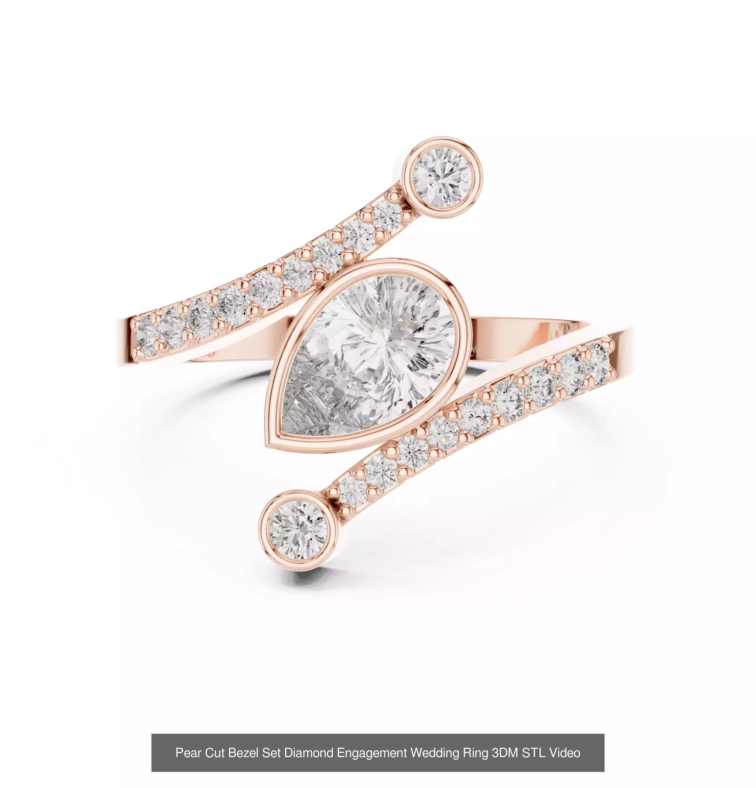 43 Bezel Set Wedding Ring 3DM STL OBJ FBX 3 Color Render Video 3D Model Collection_12