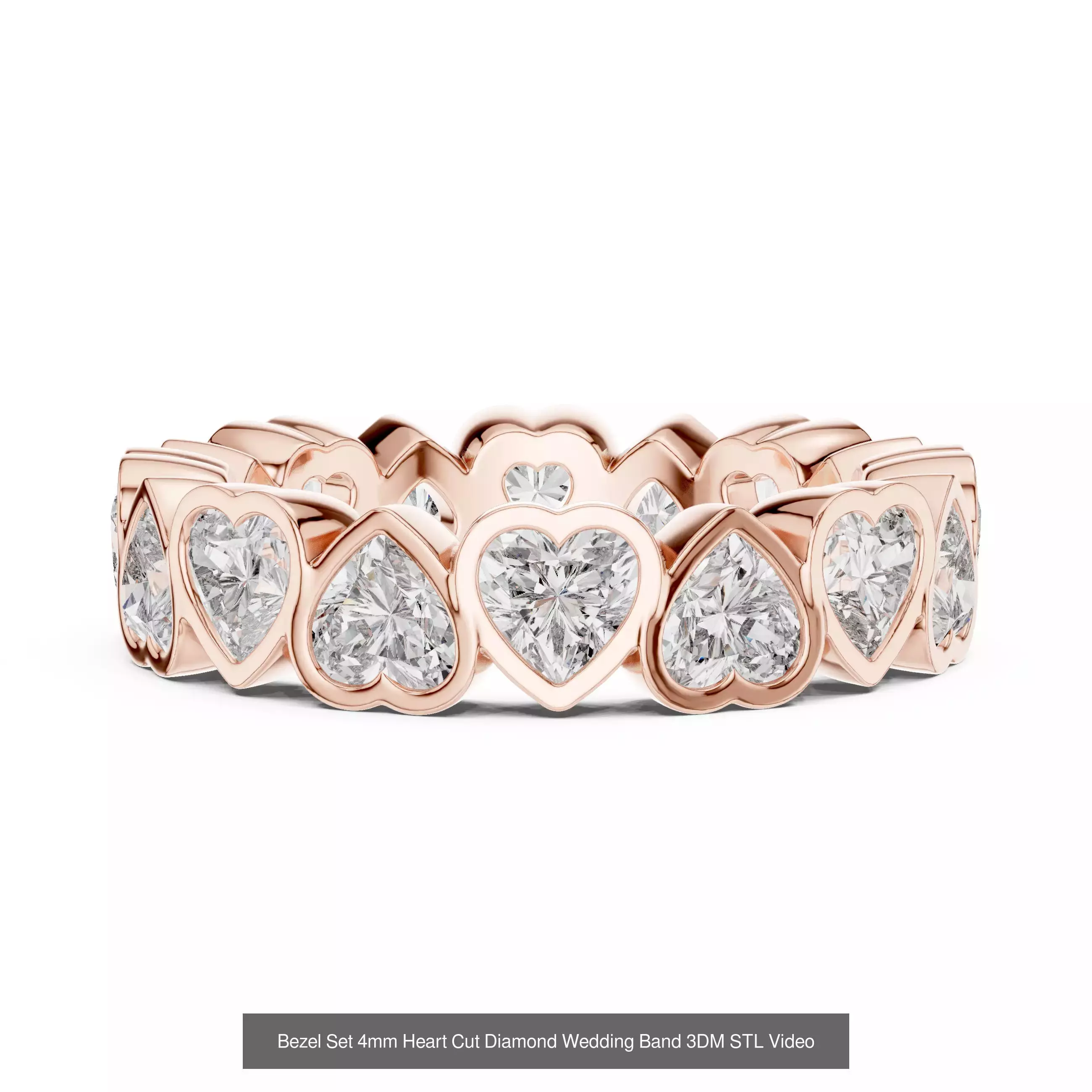 43 Bezel Set Wedding Ring 3DM STL OBJ FBX 3 Color Render Video 3D Model Collection_26