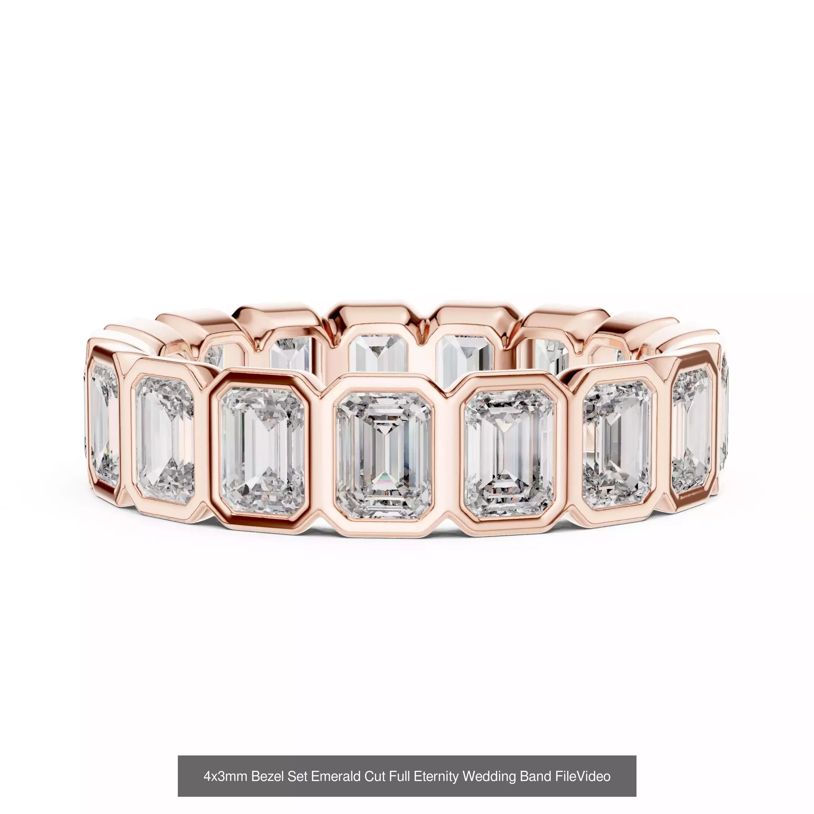 43 Bezel Set Wedding Ring 3DM STL OBJ FBX 3 Color Render Video 3D Model Collection_25