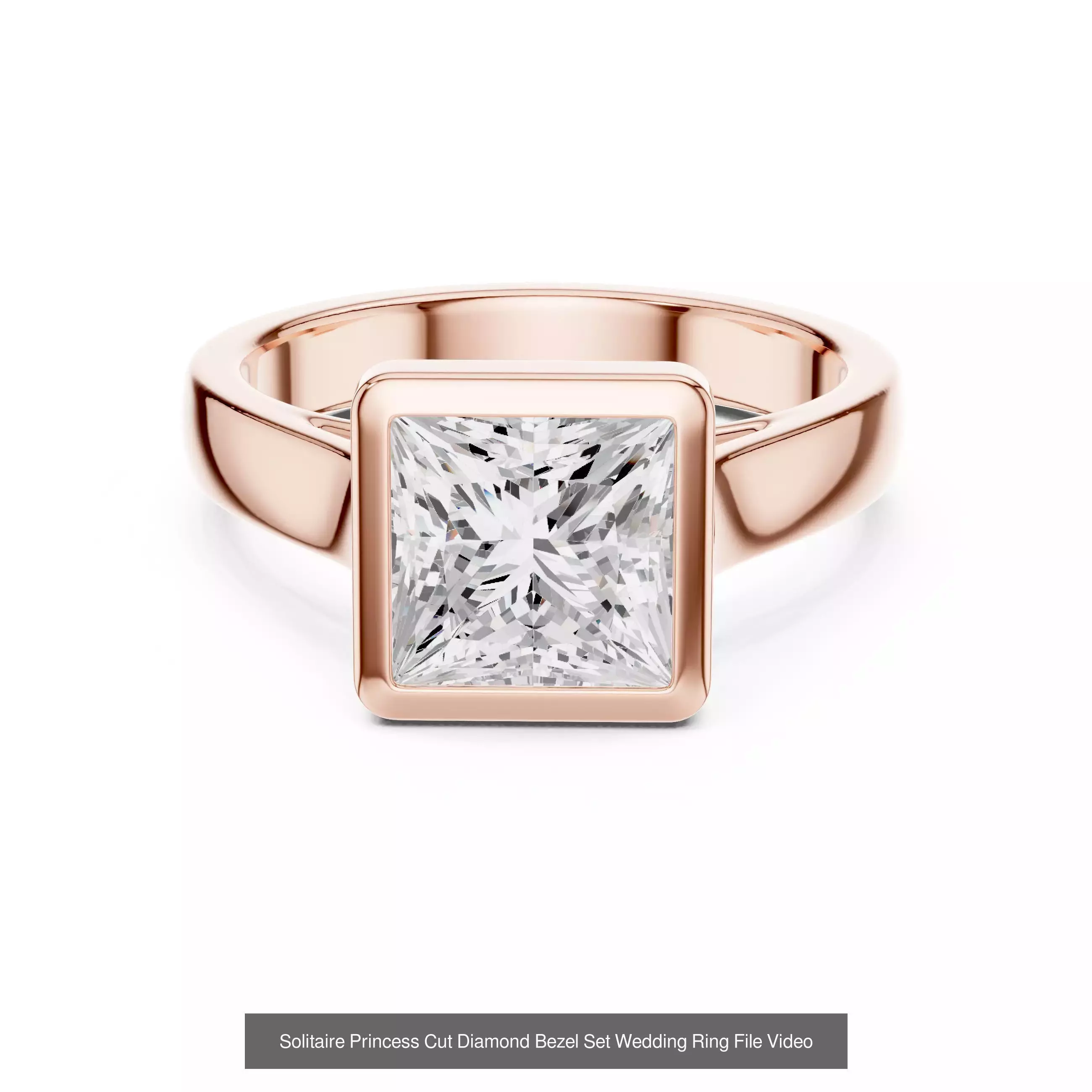 43 Bezel Set Wedding Ring 3DM STL OBJ FBX 3 Color Render Video 3D Model Collection_41