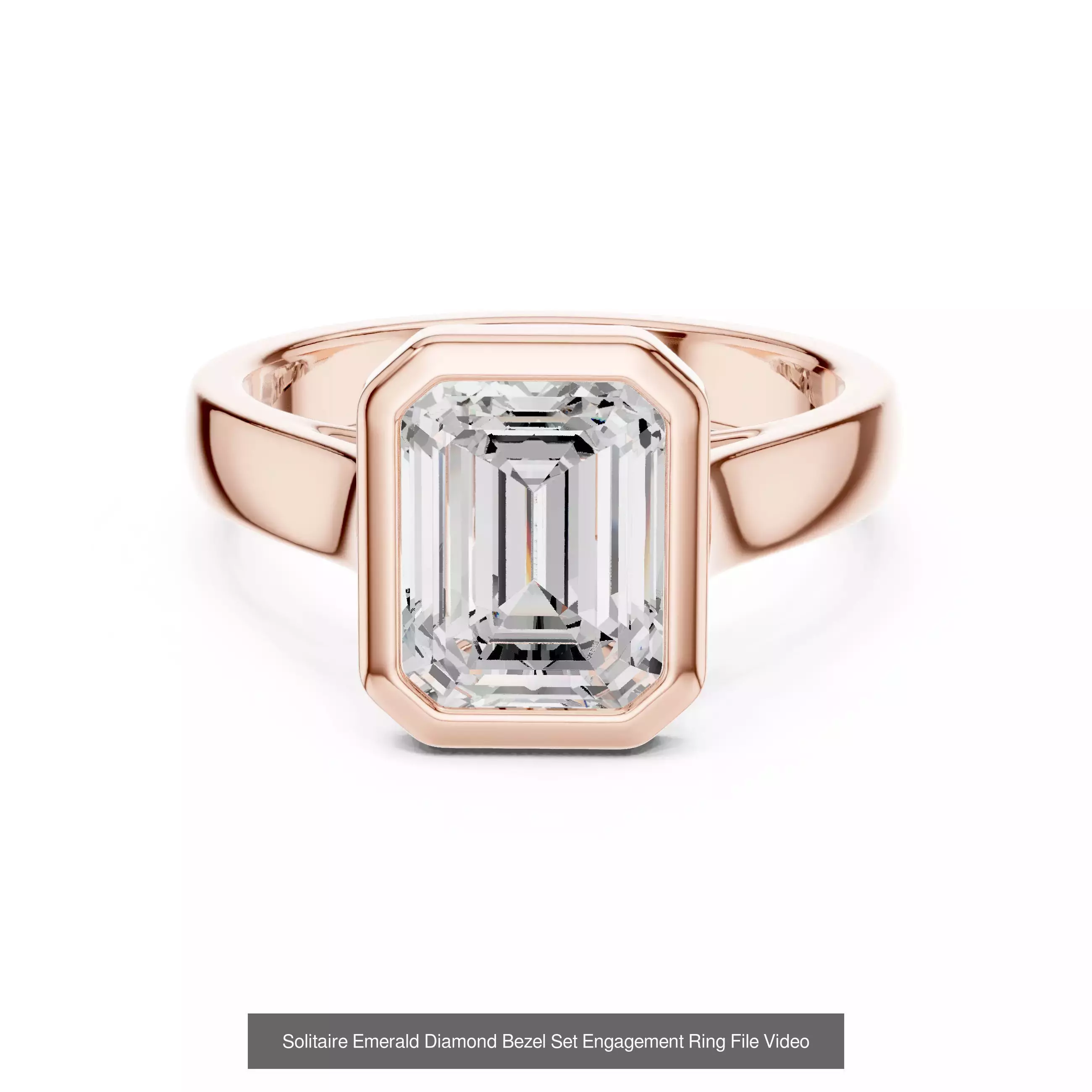 43 Bezel Set Wedding Ring 3DM STL OBJ FBX 3 Color Render Video 3D Model Collection_36