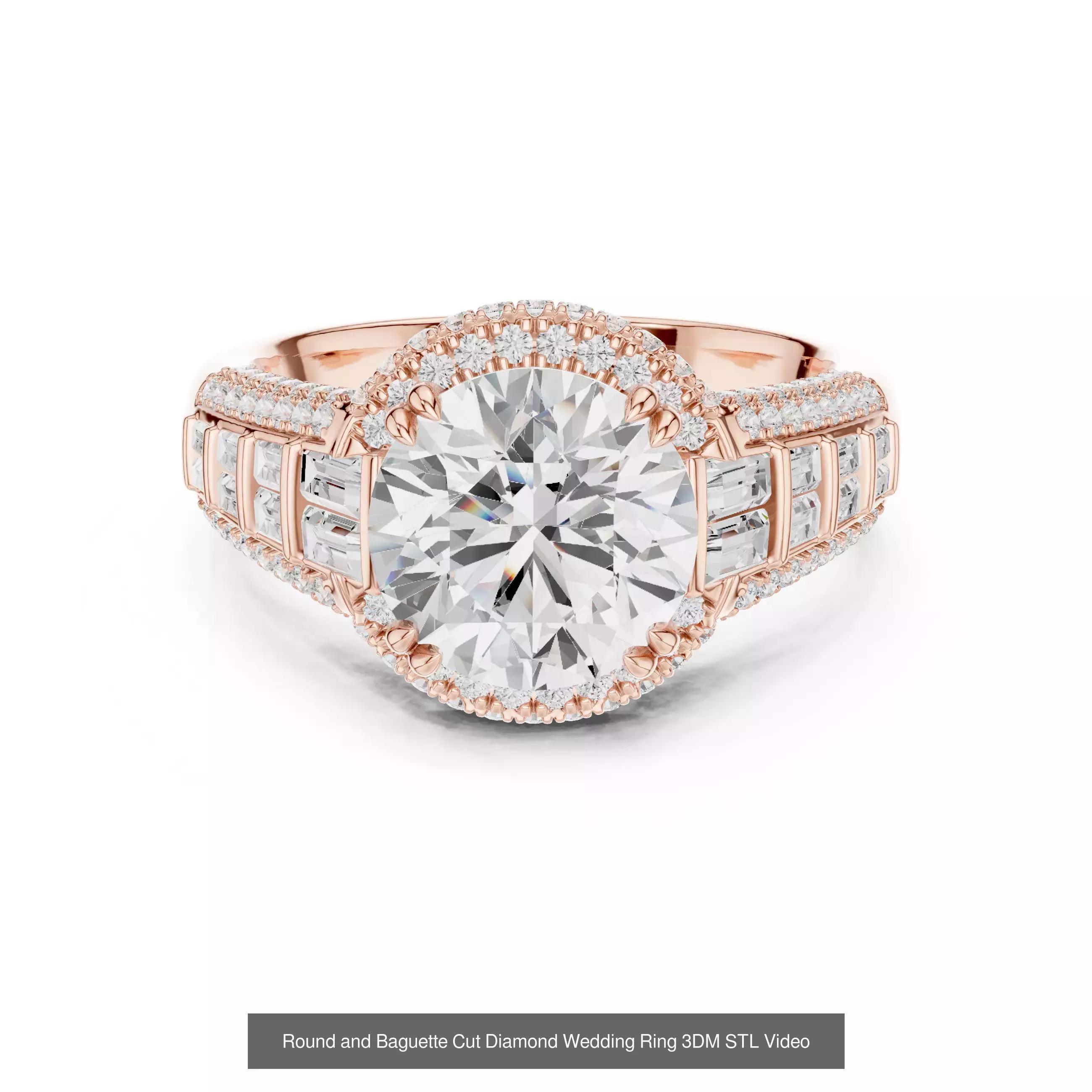 43 Bezel Set Wedding Ring 3DM STL OBJ FBX 3 Color Render Video 3D Model Collection_32