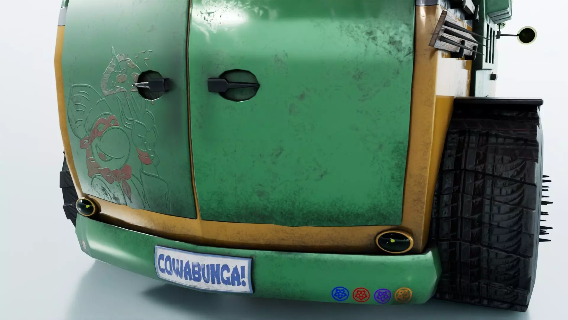 Turtle Van Stylized Cartoon Vehicle 3D Model Low-poly 3D model_11