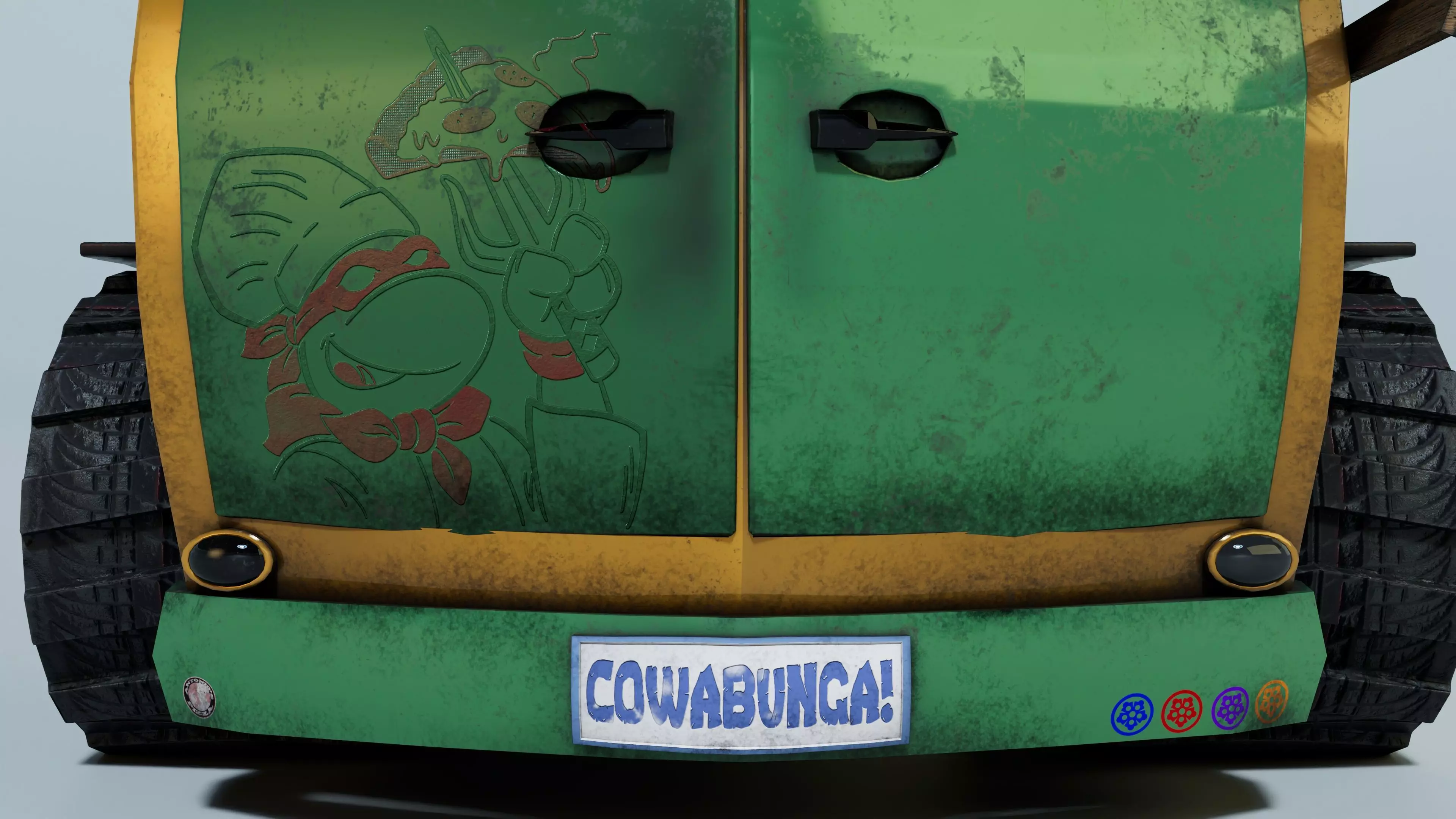 Turtle Van Stylized Cartoon Vehicle 3D Model Low-poly 3D model_10