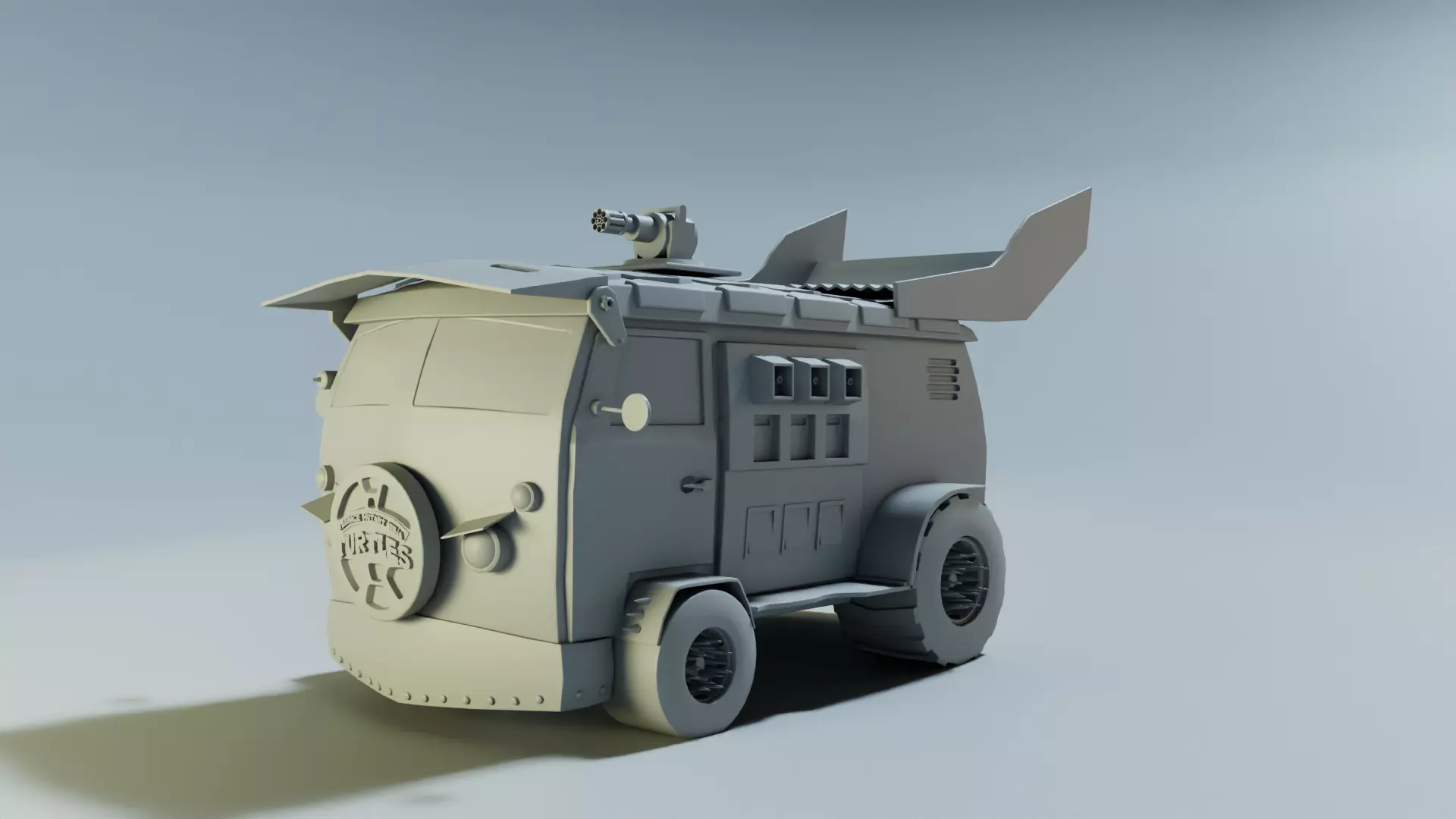 Turtle Van Stylized Cartoon Vehicle 3D Model Low-poly 3D model_28