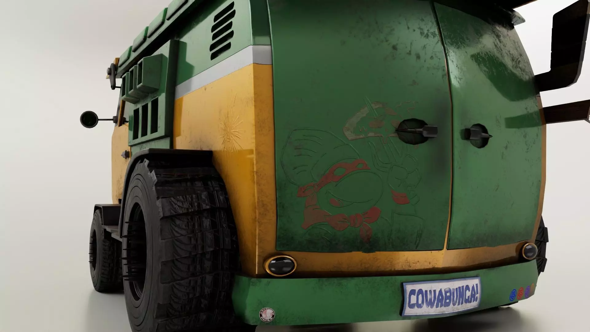 Turtle Van Stylized Cartoon Vehicle 3D Model Low-poly 3D model_9