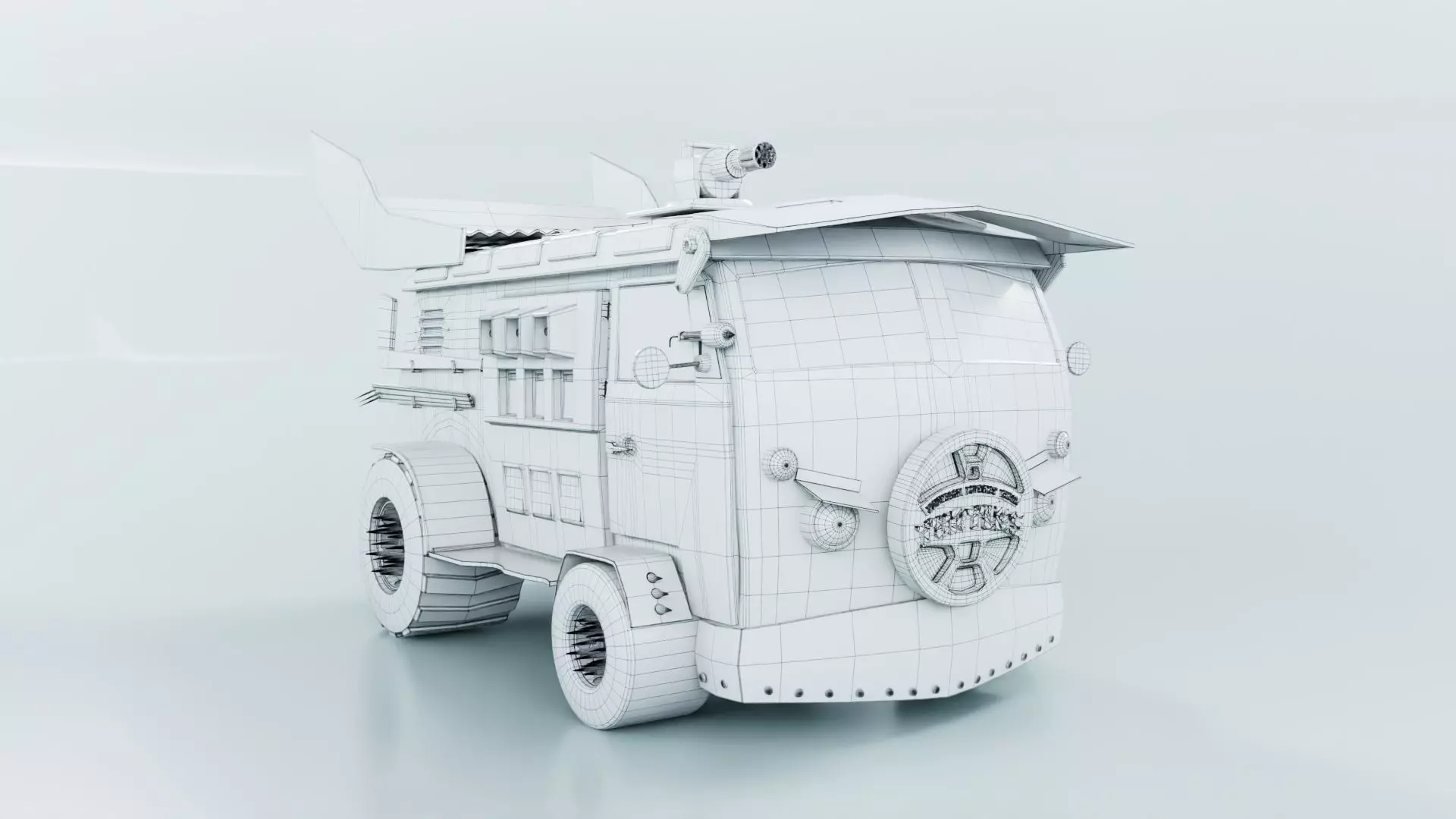 Turtle Van Stylized Cartoon Vehicle 3D Model Low-poly 3D model_29