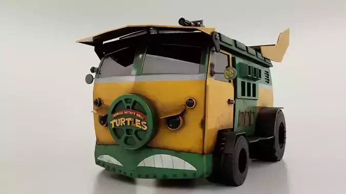 Turtle Van Stylized Cartoon Vehicle 3D Model Low-poly 3D model