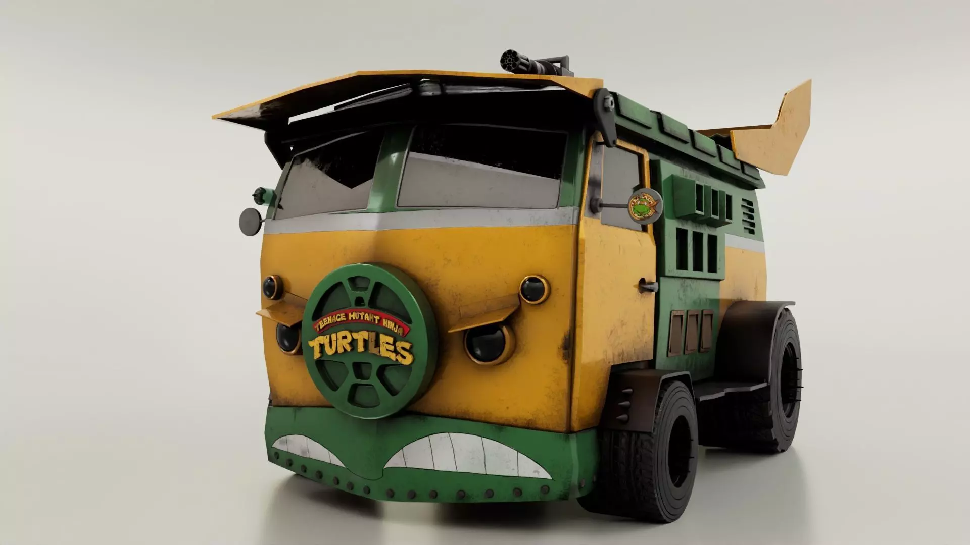 Turtle Van Stylized Cartoon Vehicle 3D Model Low-poly 3D model_0