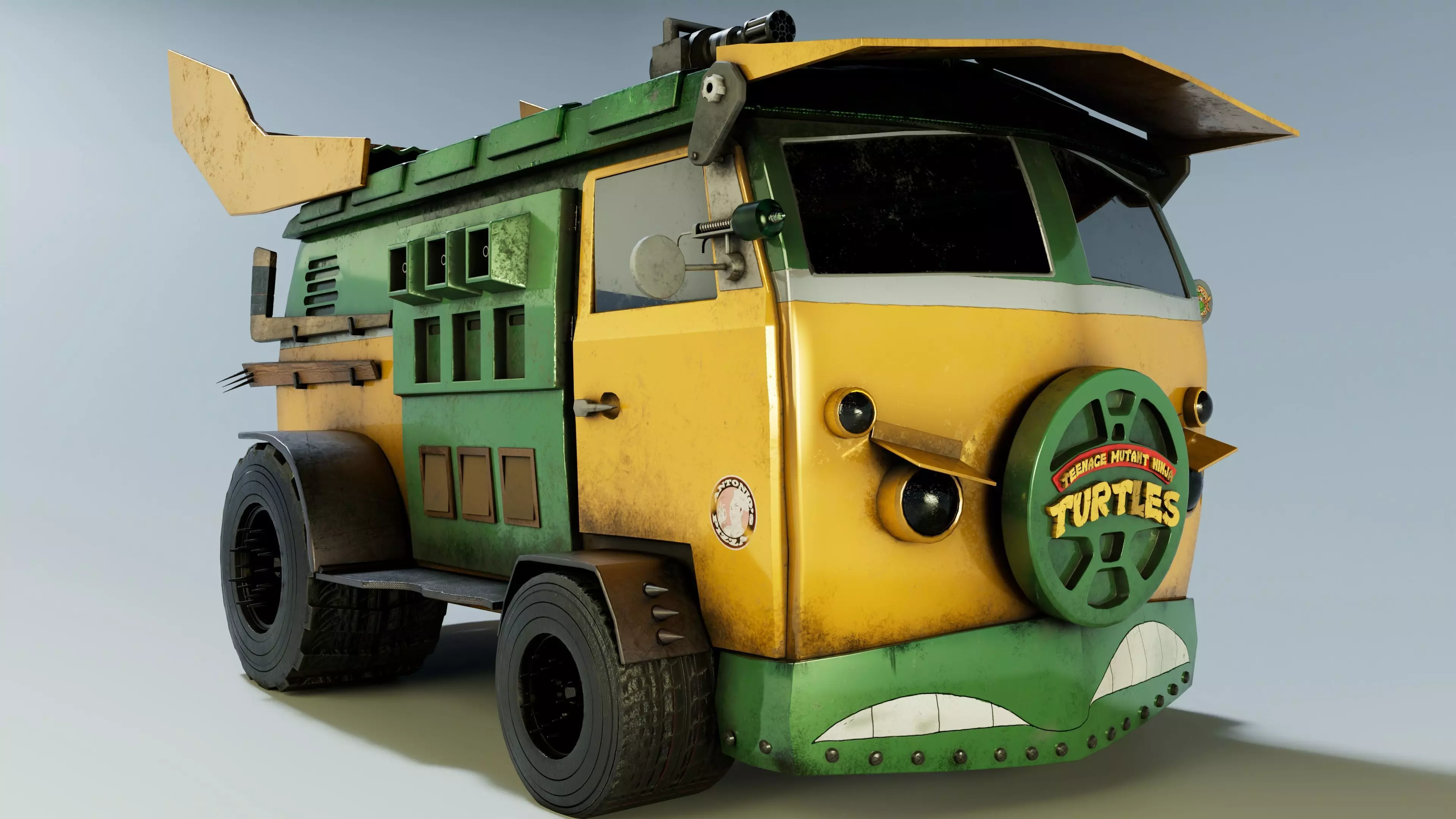 Turtle Van Stylized Cartoon Vehicle 3D Model Low-poly 3D model_4