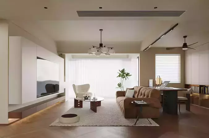 Modern living room dining room interior scenes 