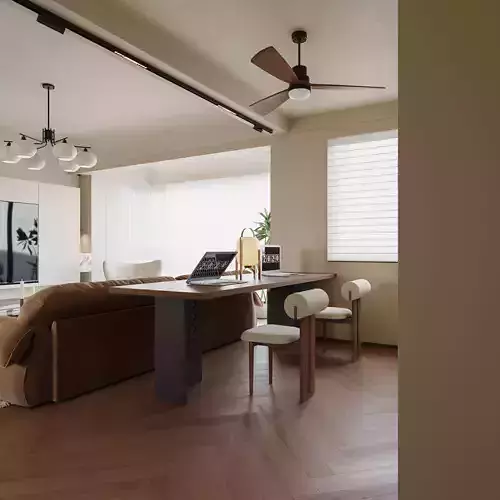 Modern living room dining room interior scenes  3D model 3