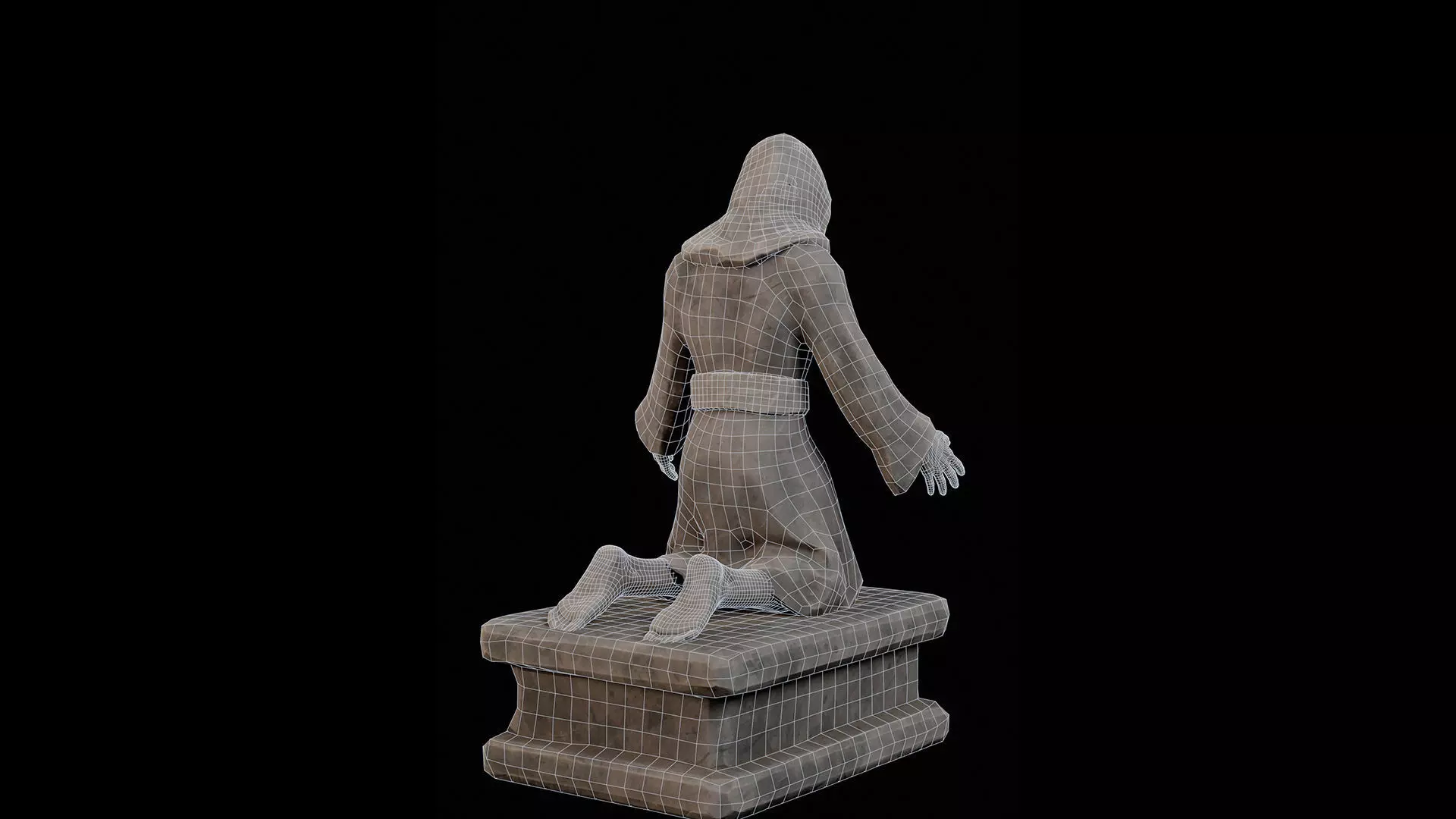 Robed Statue Low-poly 3D model_2