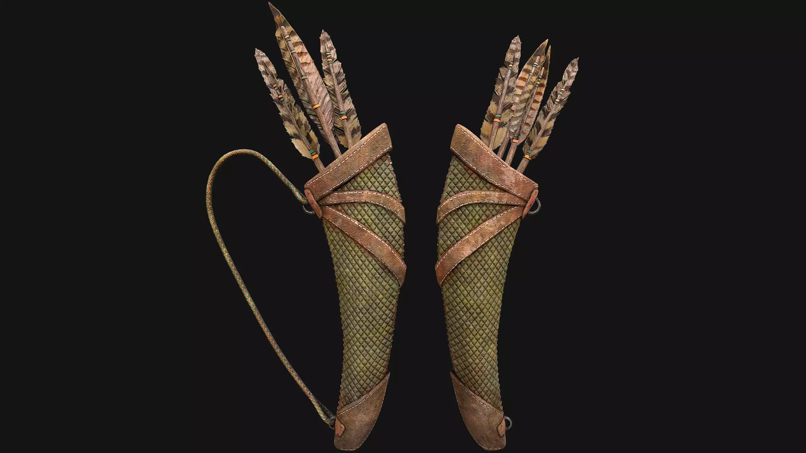 Arrow Quiver Medieval Weapons Bow Crossbow Ammunition  Low-poly 3D model_19