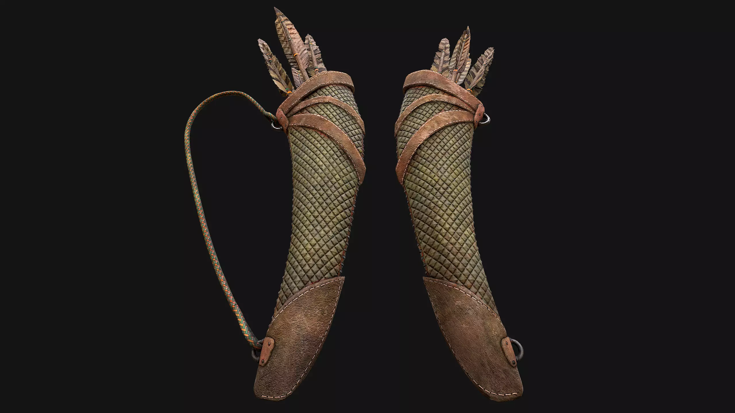 Arrow Quiver Medieval Weapons Bow Crossbow Ammunition  Low-poly 3D model_21