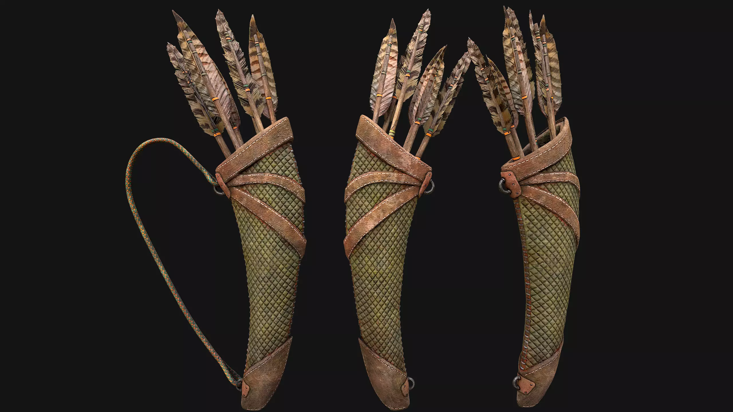 Arrow Quiver Medieval Weapons Bow Crossbow Ammunition  Low-poly 3D model_9