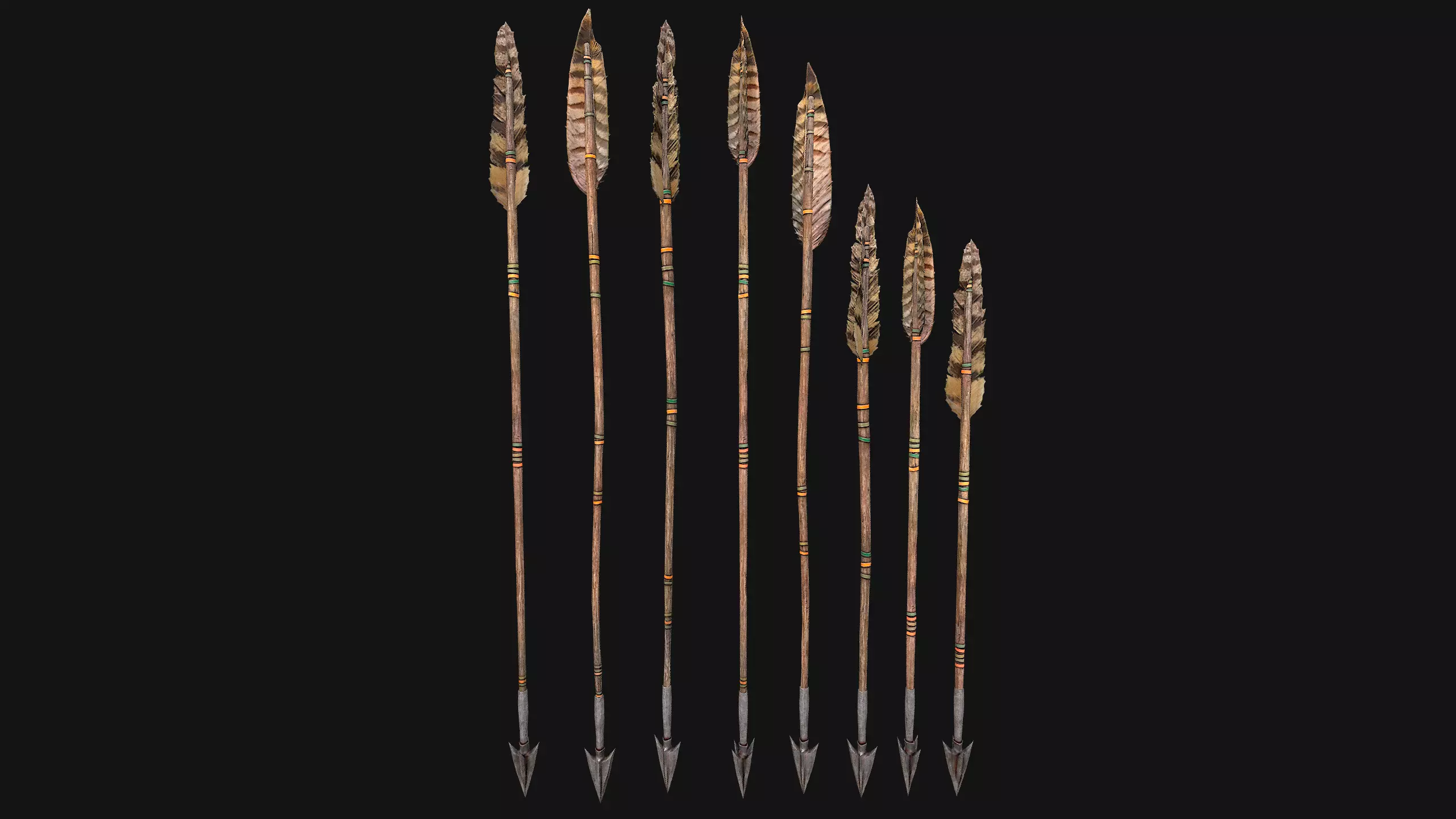 Arrow Quiver Medieval Weapons Bow Crossbow Ammunition  Low-poly 3D model_15