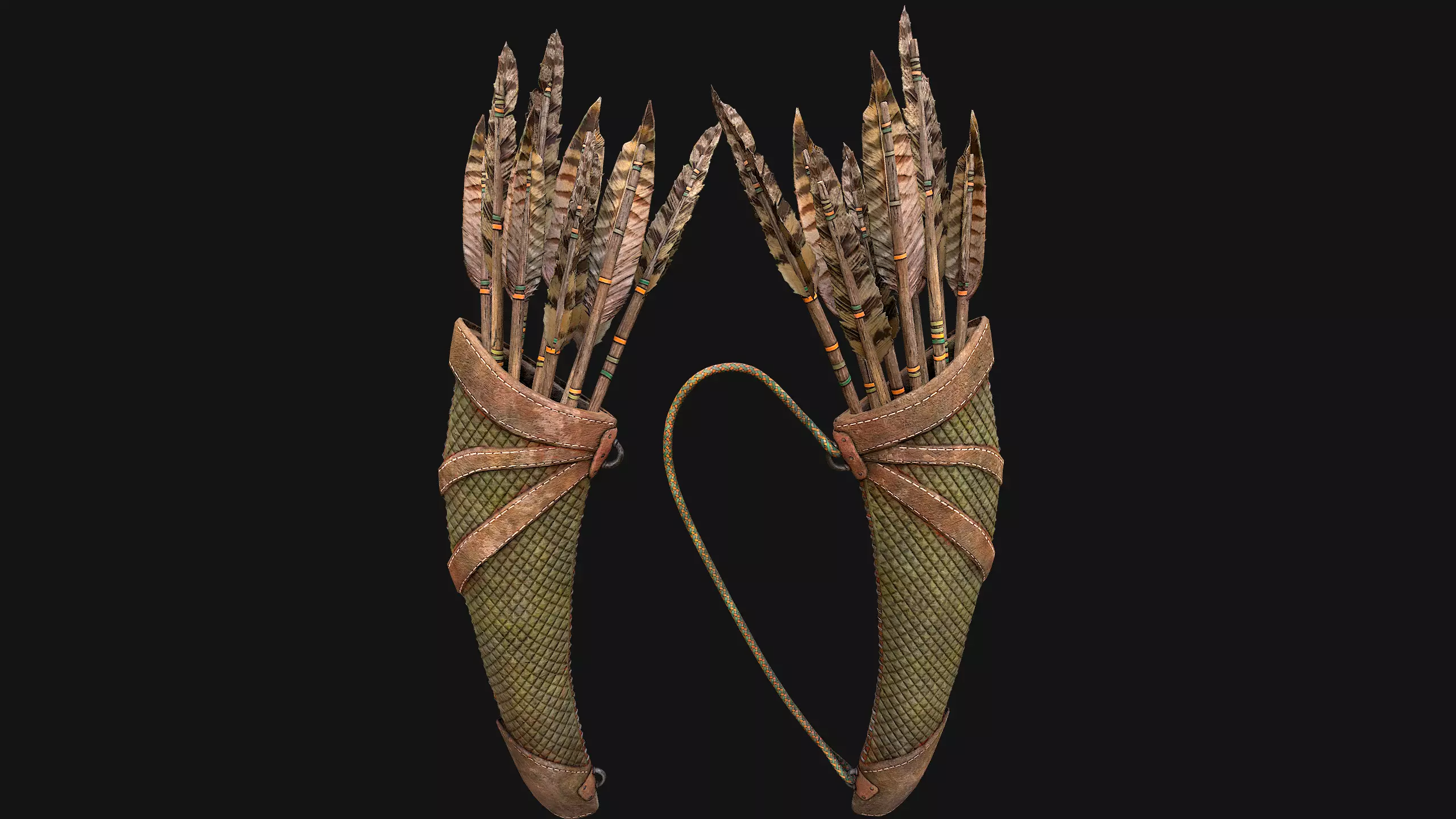 Arrow Quiver Medieval Weapons Bow Crossbow Ammunition  Low-poly 3D model_25