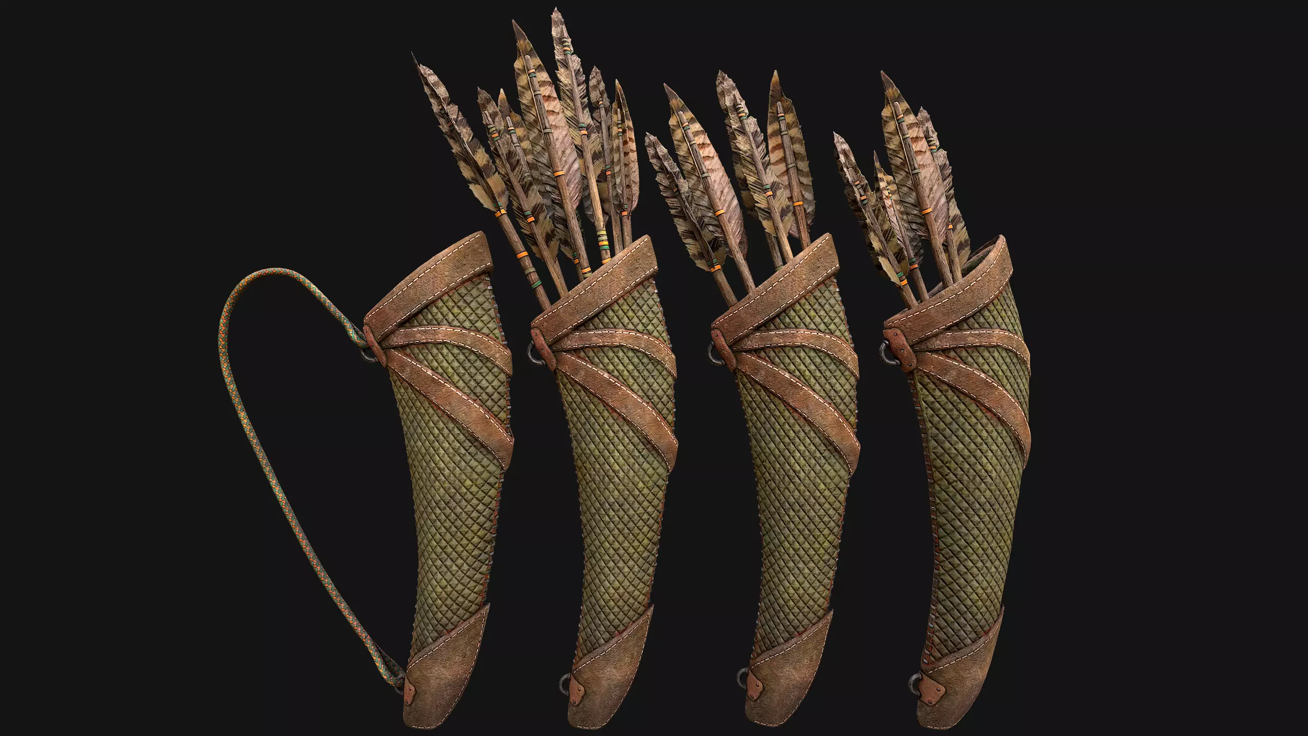 Arrow Quiver Medieval Weapons Bow Crossbow Ammunition  Low-poly 3D model_2
