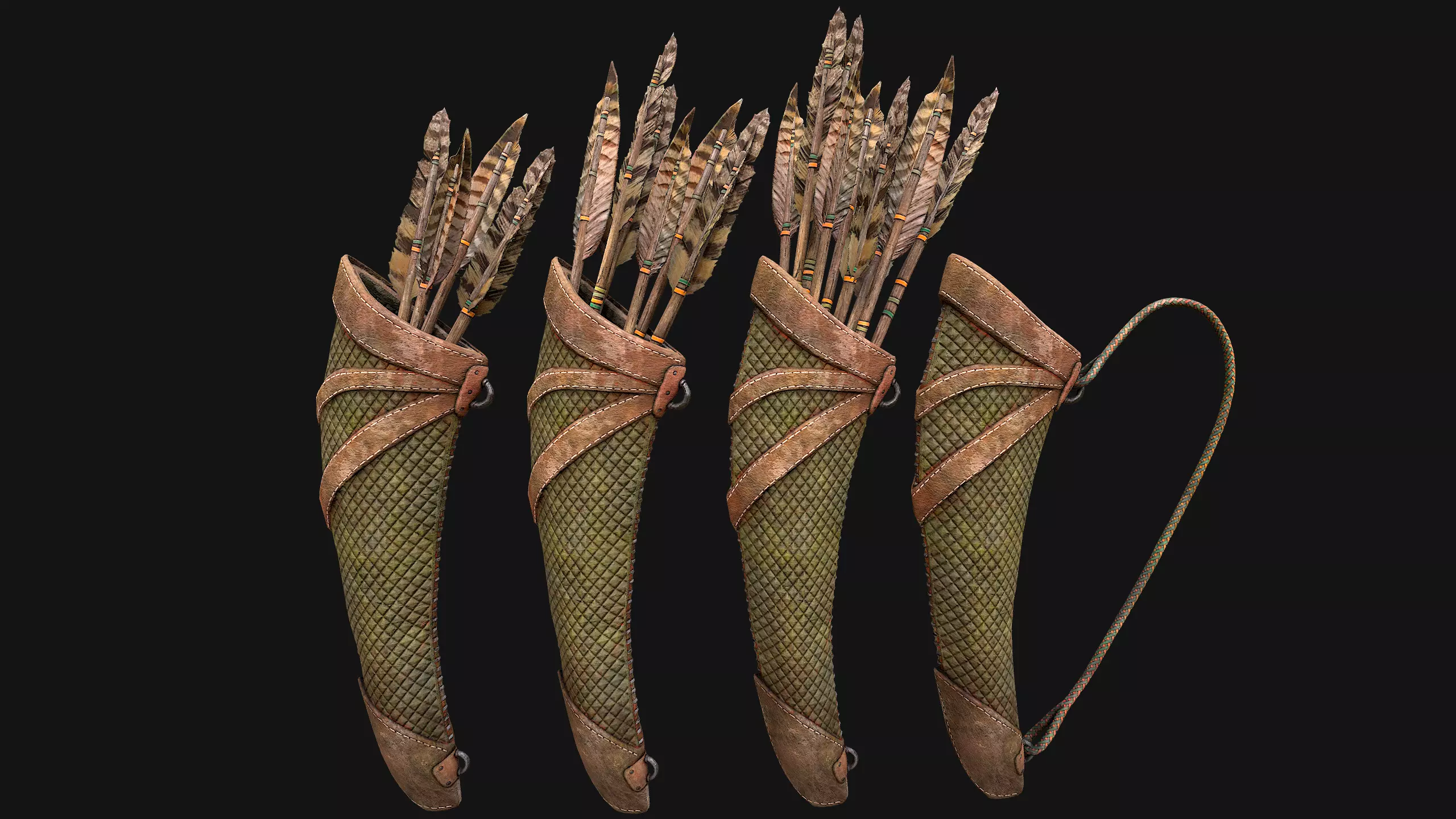 Arrow Quiver Medieval Weapons Bow Crossbow Ammunition  Low-poly 3D model_14