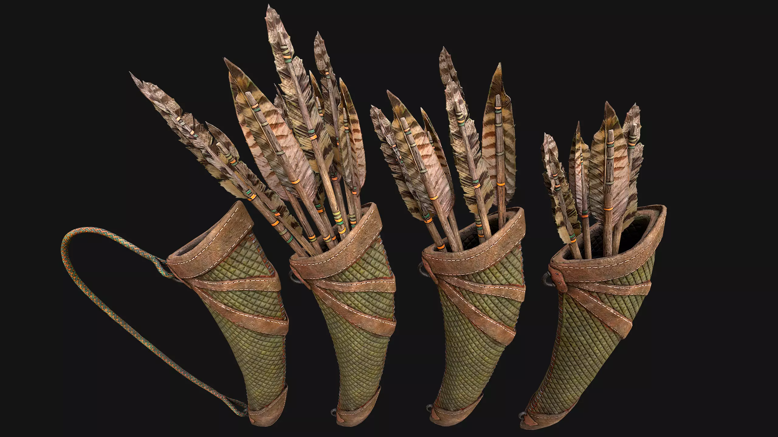 Arrow Quiver Medieval Weapons Bow Crossbow Ammunition  Low-poly 3D model_13