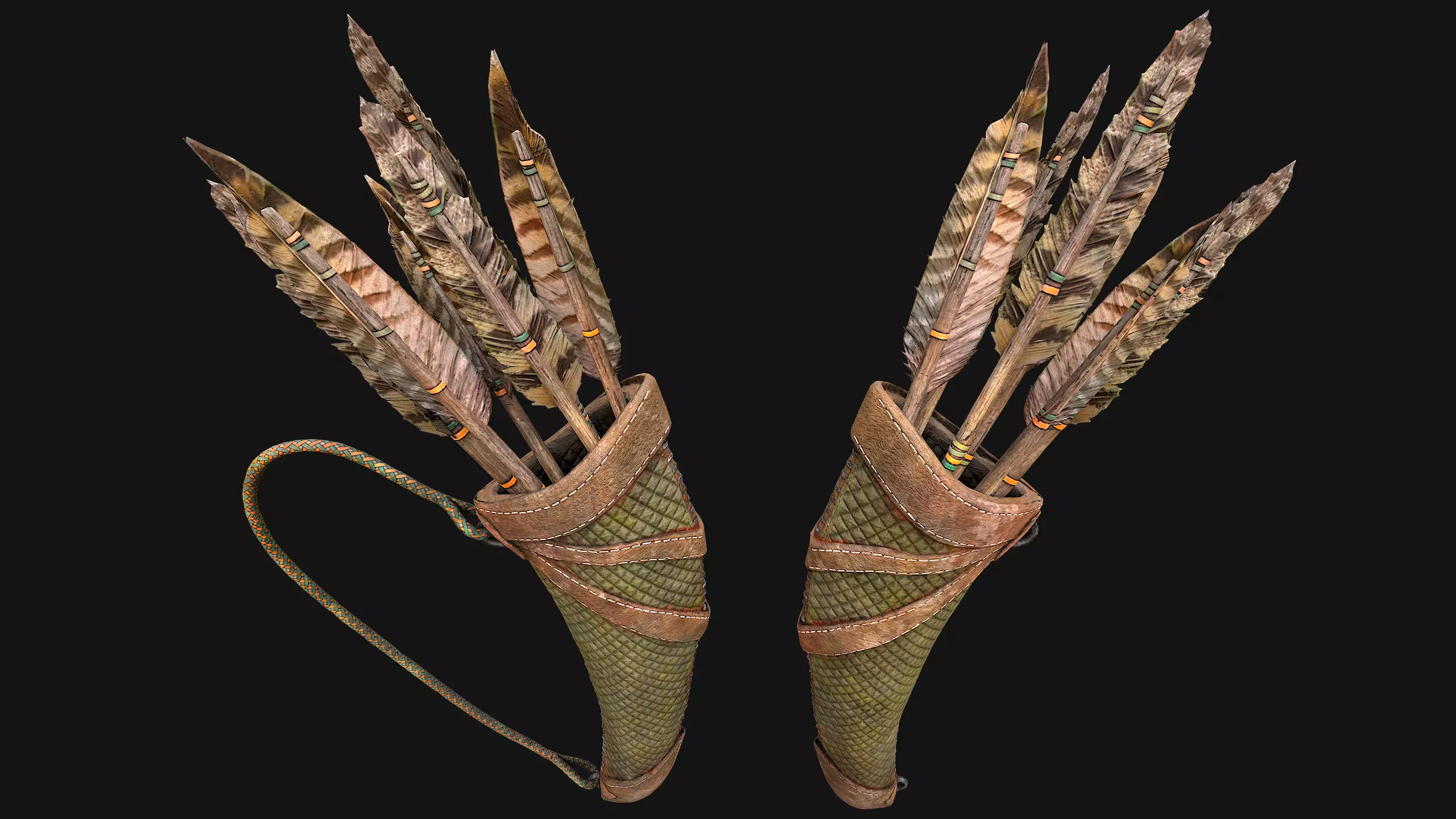 Arrow Quiver Medieval Weapons Bow Crossbow Ammunition  Low-poly 3D model_23