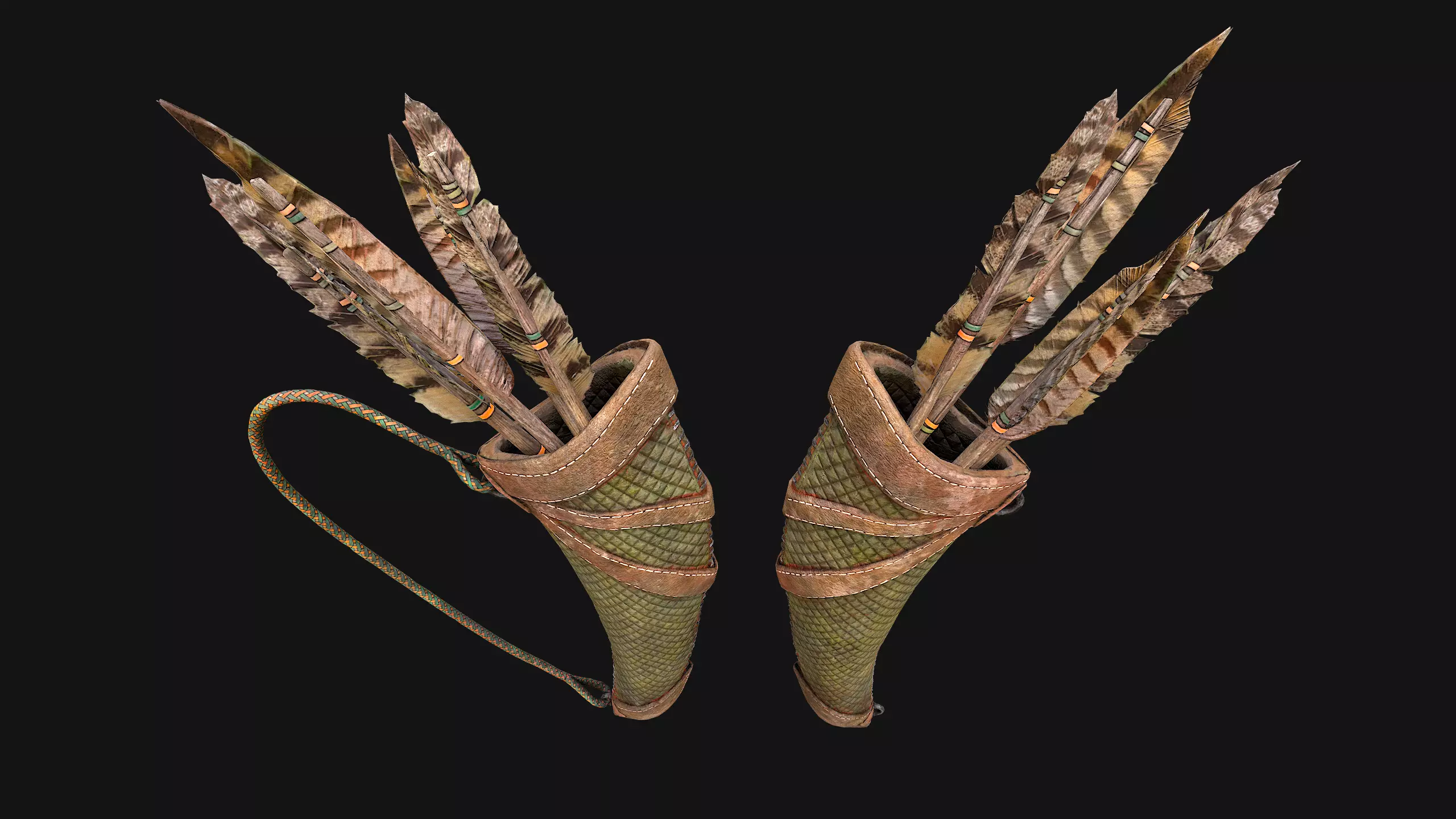 Arrow Quiver Medieval Weapons Bow Crossbow Ammunition  Low-poly 3D model_20