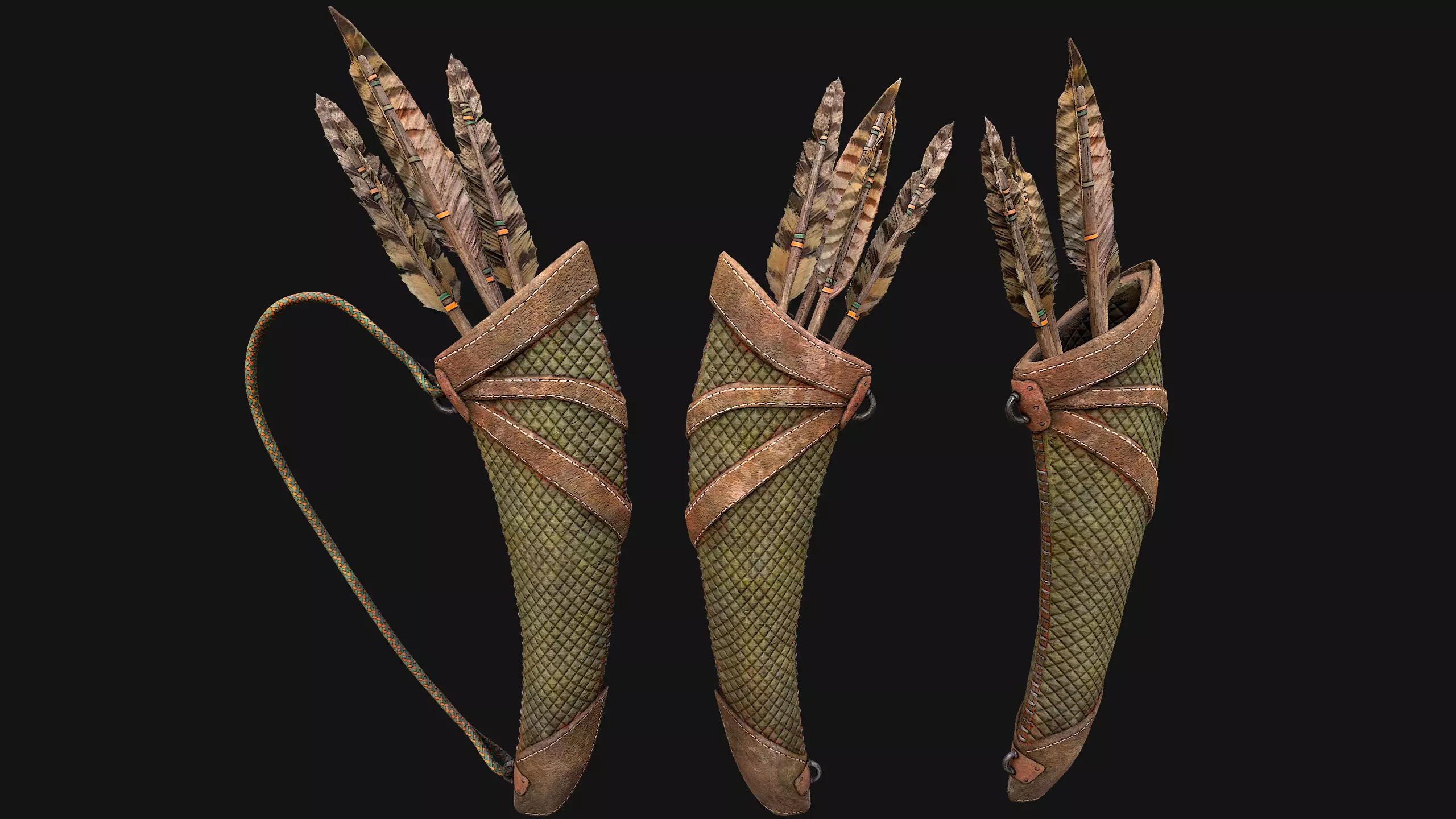 Arrow Quiver Medieval Weapons Bow Crossbow Ammunition  Low-poly 3D model_7