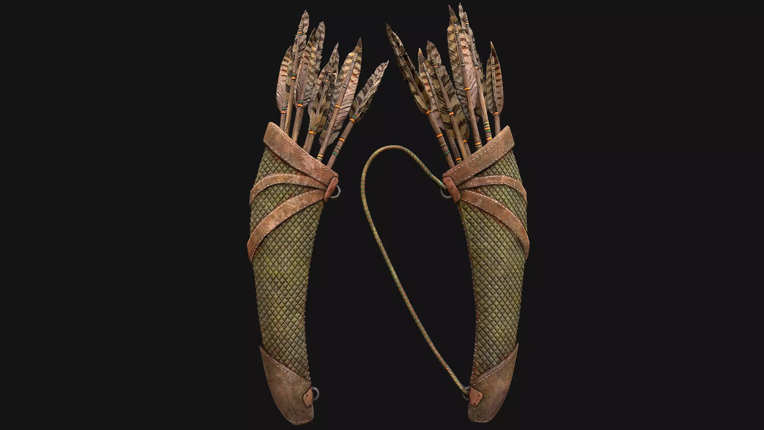 Arrow Quiver Medieval Weapons Bow Crossbow Ammunition  Low-poly 3D model_24