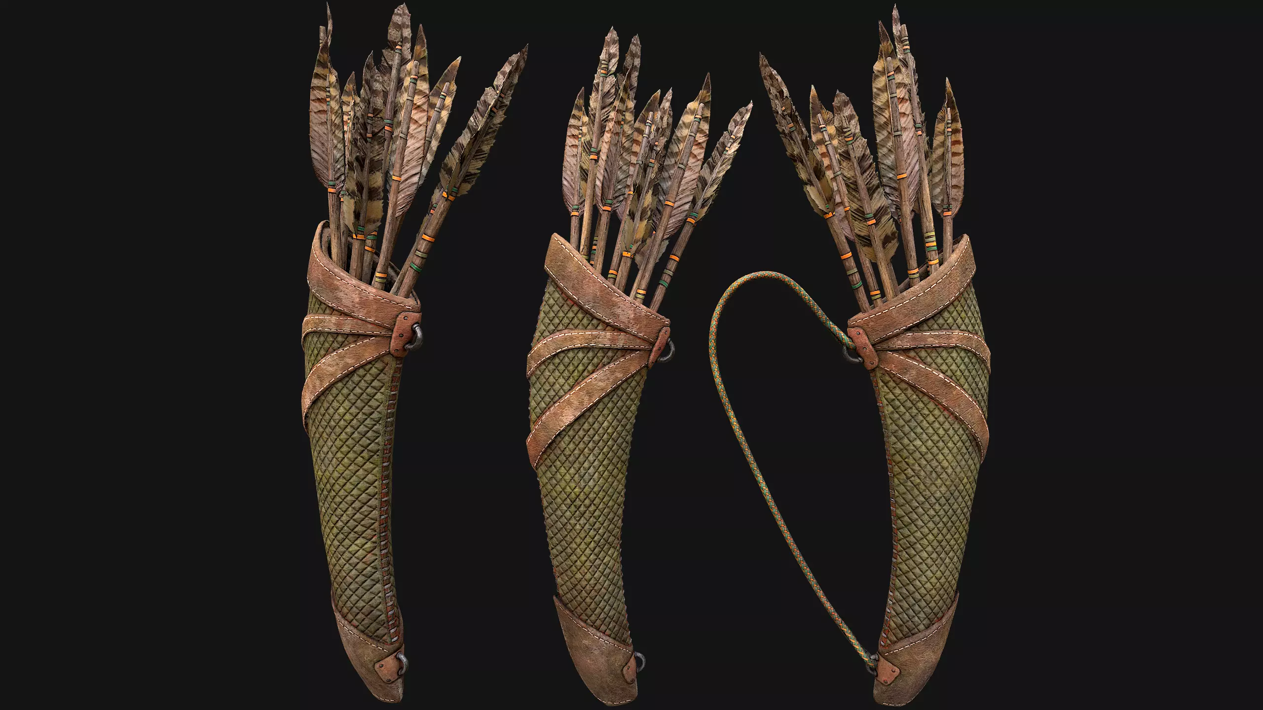 Arrow Quiver Medieval Weapons Bow Crossbow Ammunition  Low-poly 3D model_11