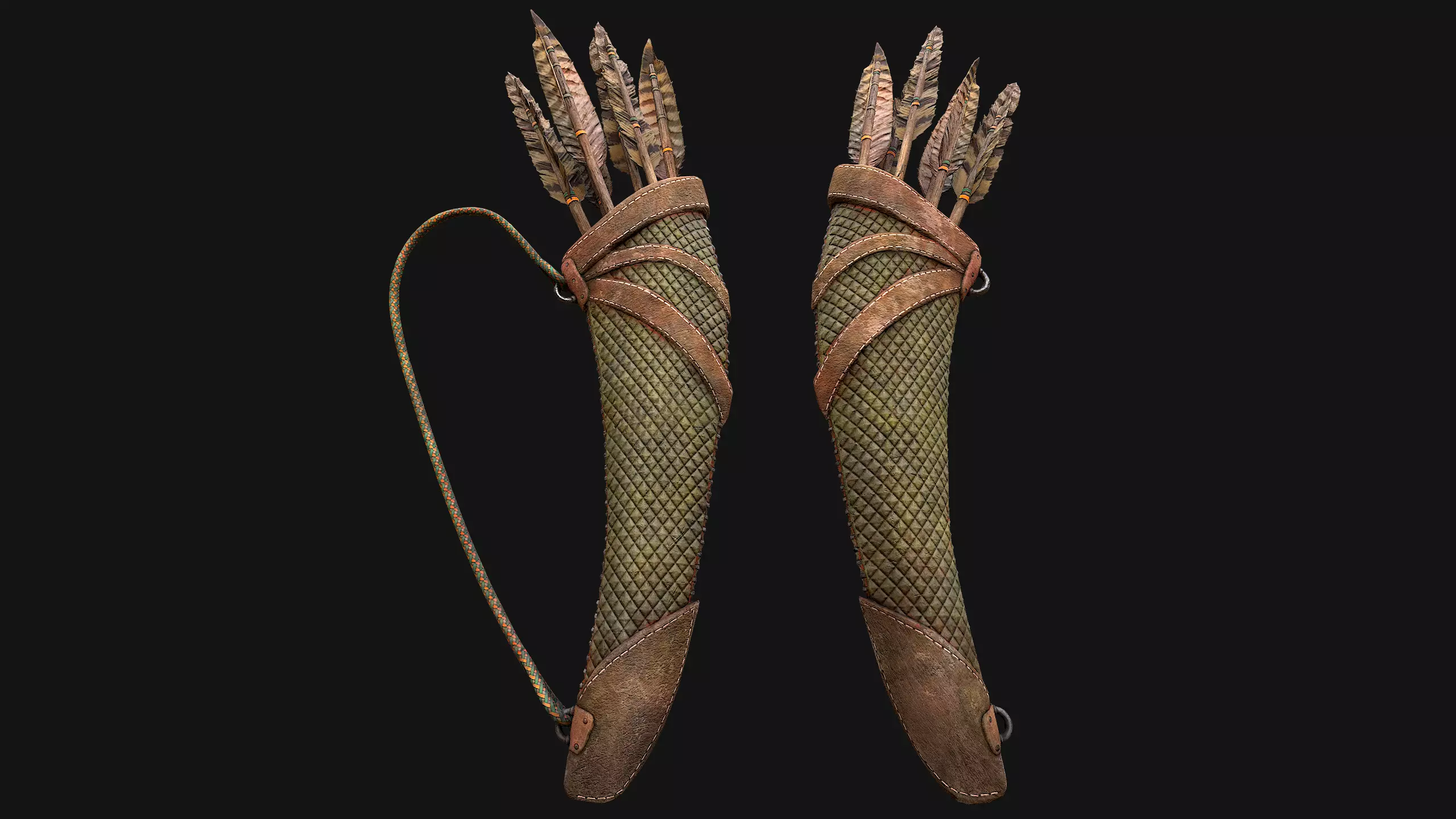 Arrow Quiver Medieval Weapons Bow Crossbow Ammunition  Low-poly 3D model_22