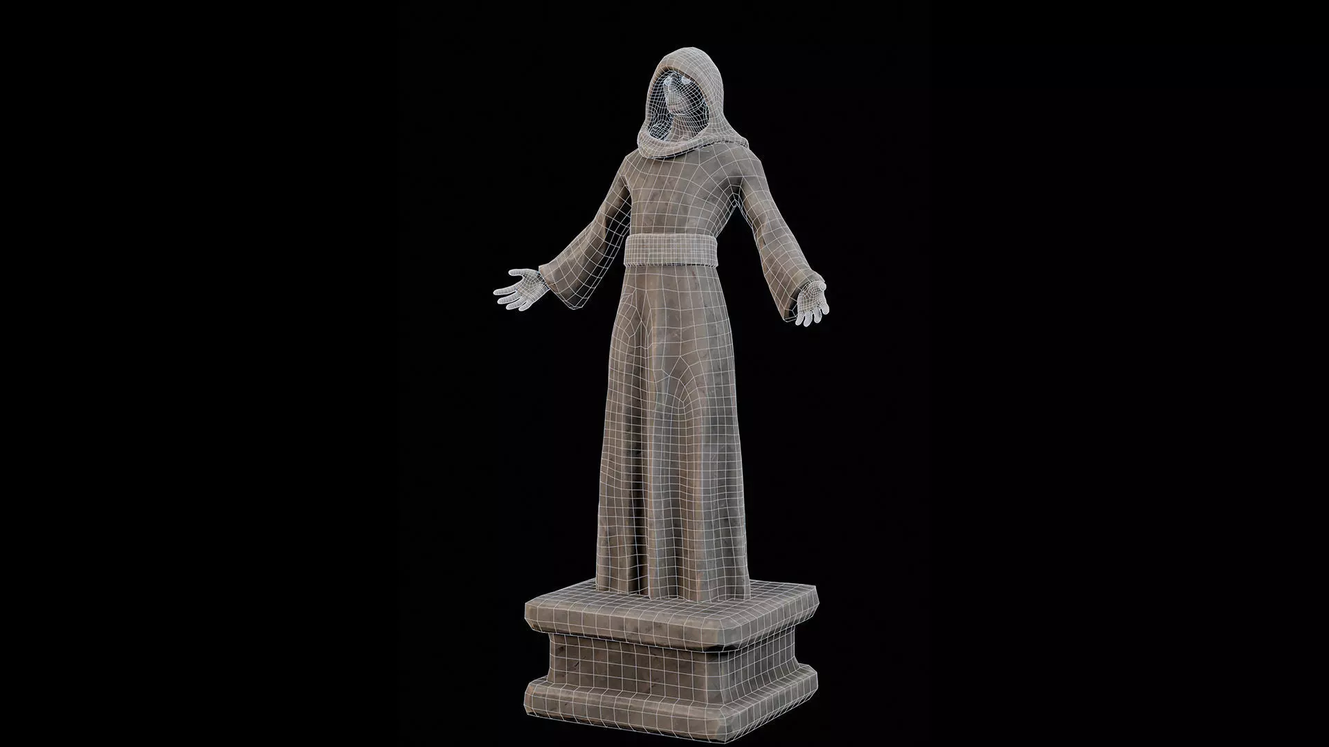 Robed Statue Low-poly 3D model_2