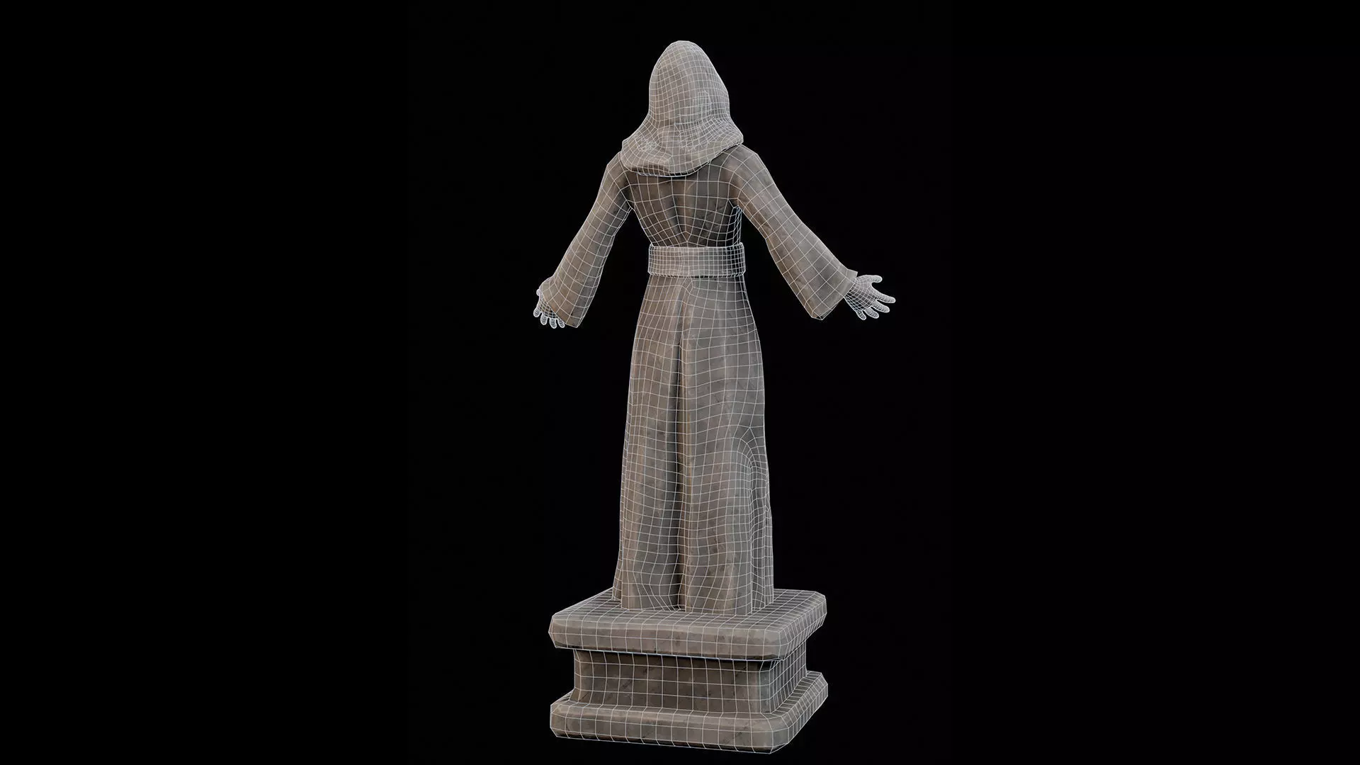 Robed Statue Low-poly 3D model_3